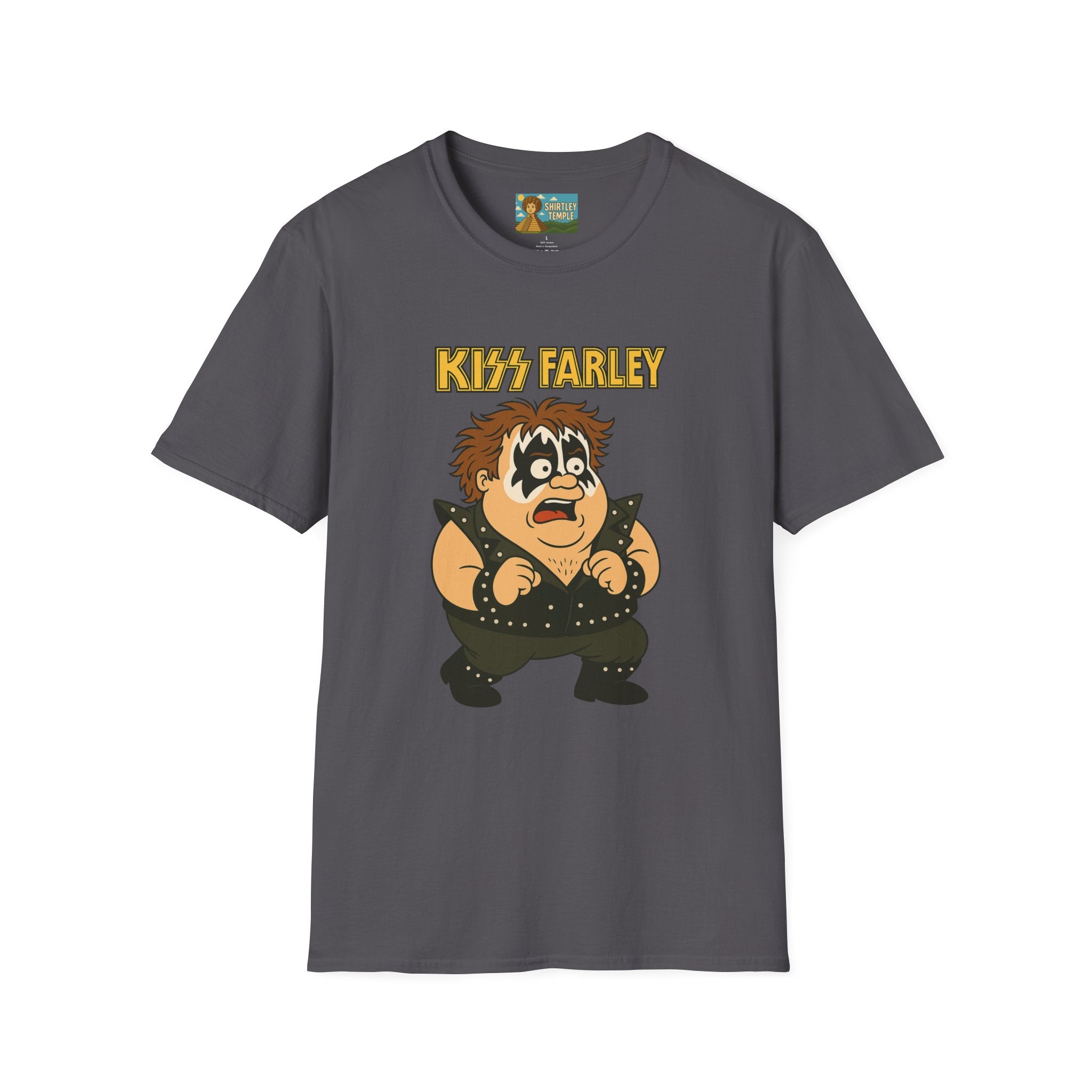 Kiss Farley T-Shirt, Rock Band Chris Farley Tribute Shirt, Funny Parody Mashup Tee, Unisex Softstyle Top, Gift for Music Lovers