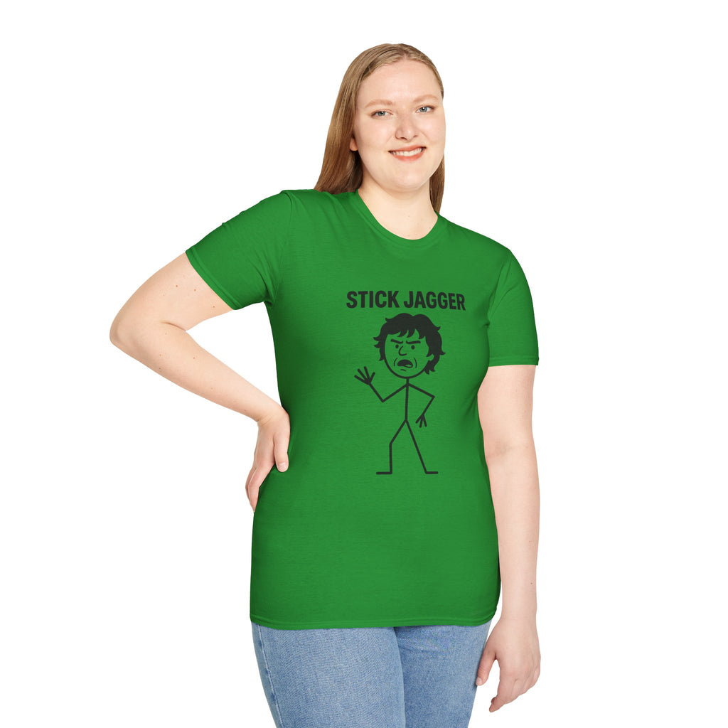 Stick Jagger Funny Shirt, Stick Figure Parody Wordplay T-Shirt, Pun Mashup Tee, Humorous Graphic Top, Sarcastic Slogan Clothing