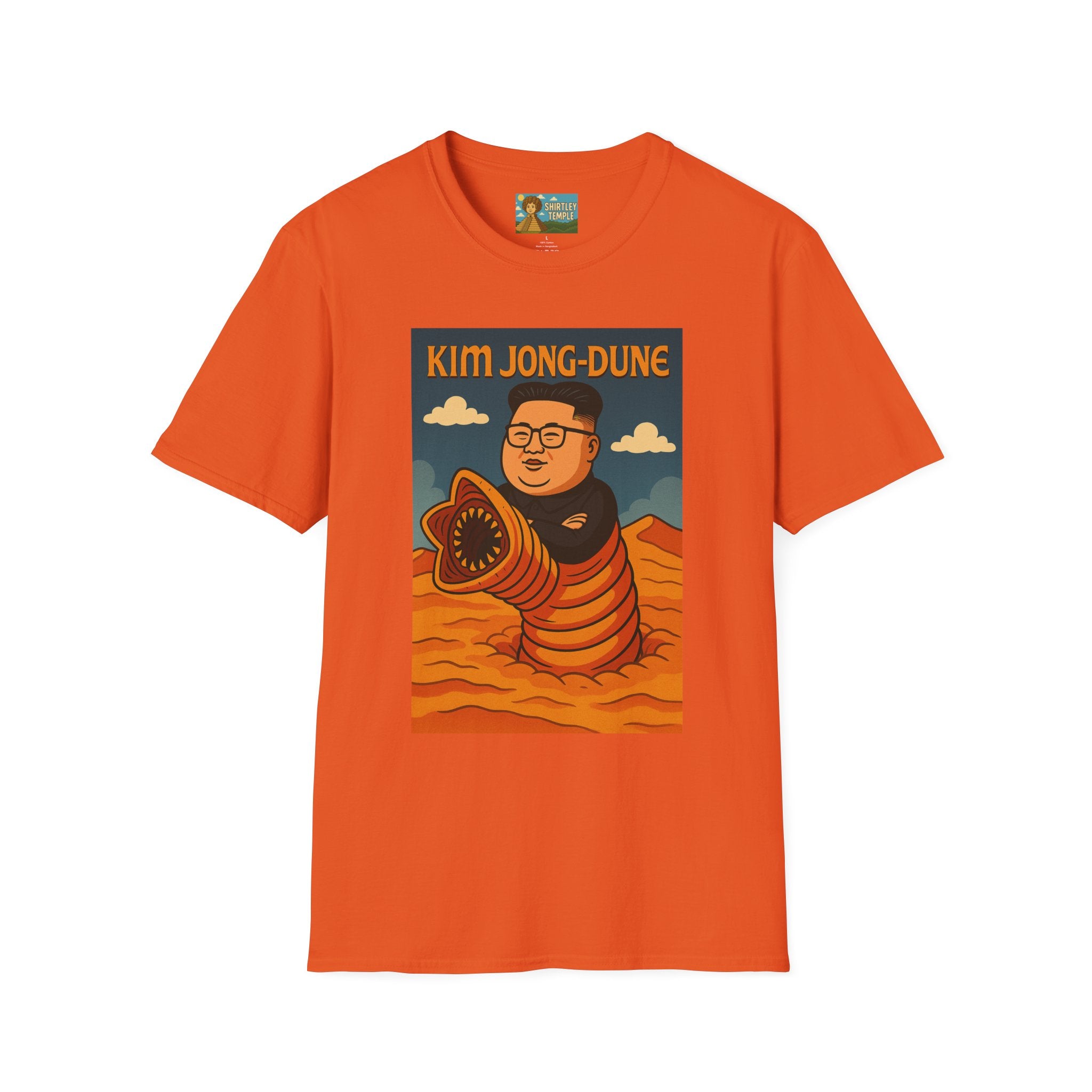 Kim Jong-Dune Funny T-Shirt, Mashup Wordplay Shirt, Sandworm Movie Tee, Unisex Softstyle Top, Kim Jong Un Fan, Dune Lover Gift