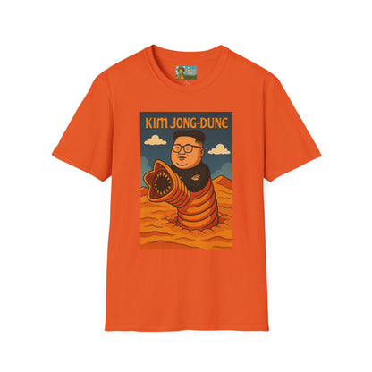 Kim Jong-Dune Funny T-Shirt, Mashup Wordplay Shirt, Sandworm Movie Tee, Unisex Softstyle Top, Kim Jong Un Fan, Dune Lover Gift