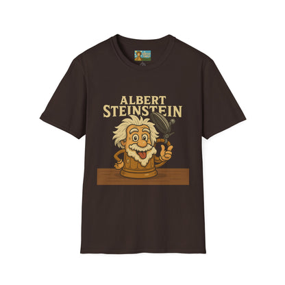 Albert Steinstein Unisex T-Shirt, Pun Beer Stein Science Tee, Gift for Nerds, Math Teacher Shirt, Physics Student Apparel