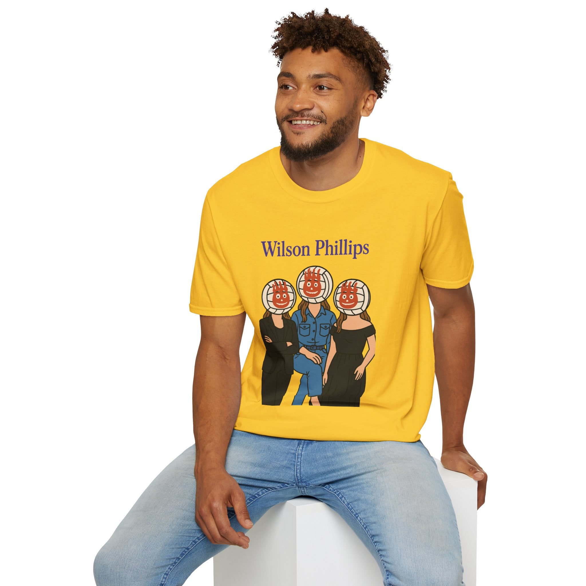 Wilson and Phillips Mashup Softstyle T-Shirt, Funny Wordplay Tribute Singers, Volleyball Theme Gift Tee