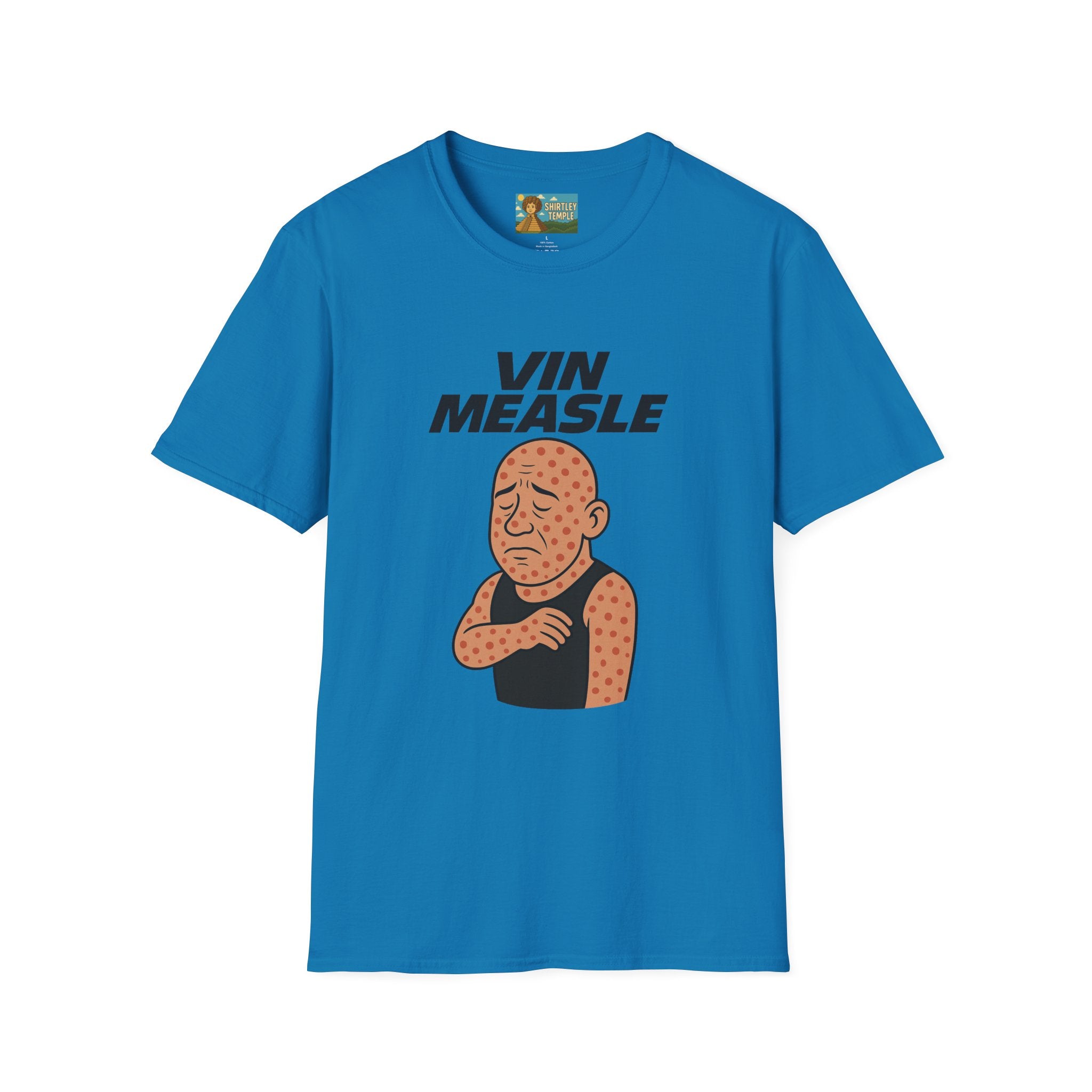 Vin Measle Parody Unisex Softstyle T-Shirt, Actor Measles Wordplay Tee, Humorous Graphic Tee Shirt, Comedy Movie Fan Gift, Lightweight