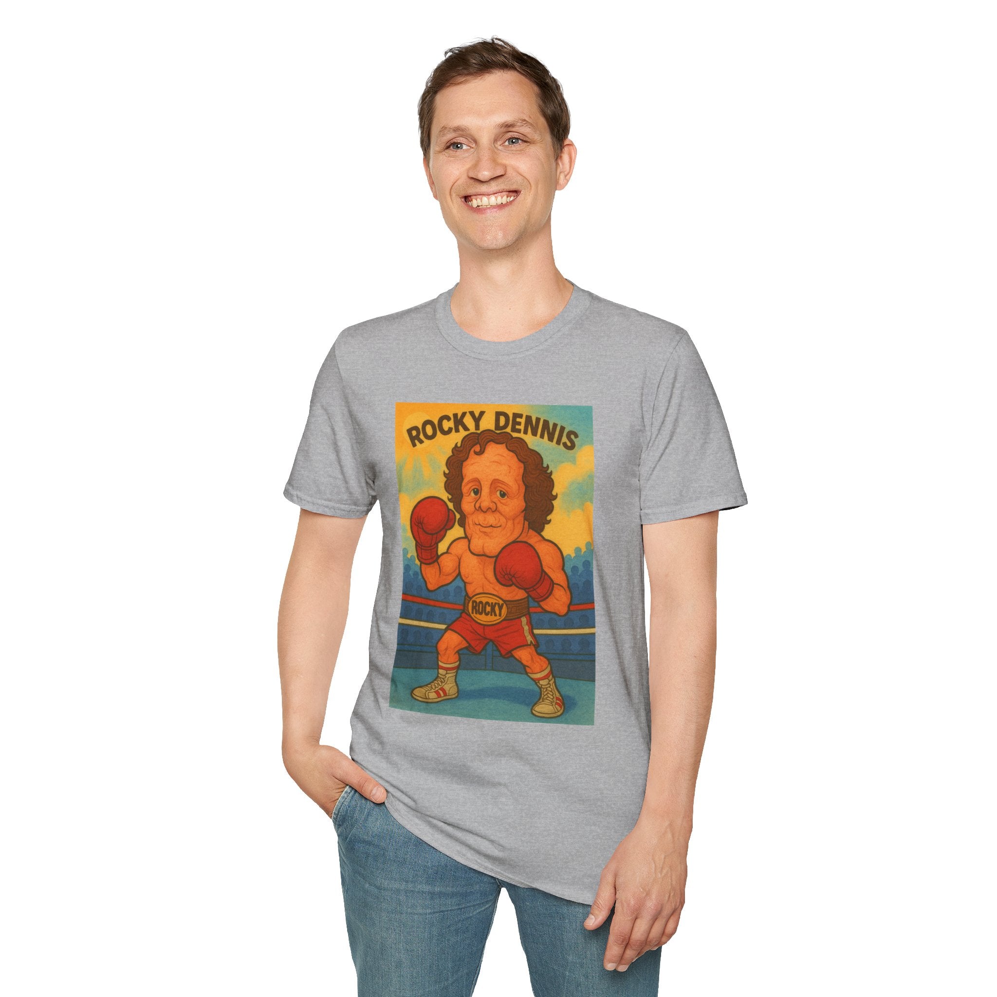 Rocky Dennis The Mask Rocky Mashup T-Shirt, Funny Movie Crossover Tee, Rocky Balboa Gift Shirt, Unisex Softstyle Top