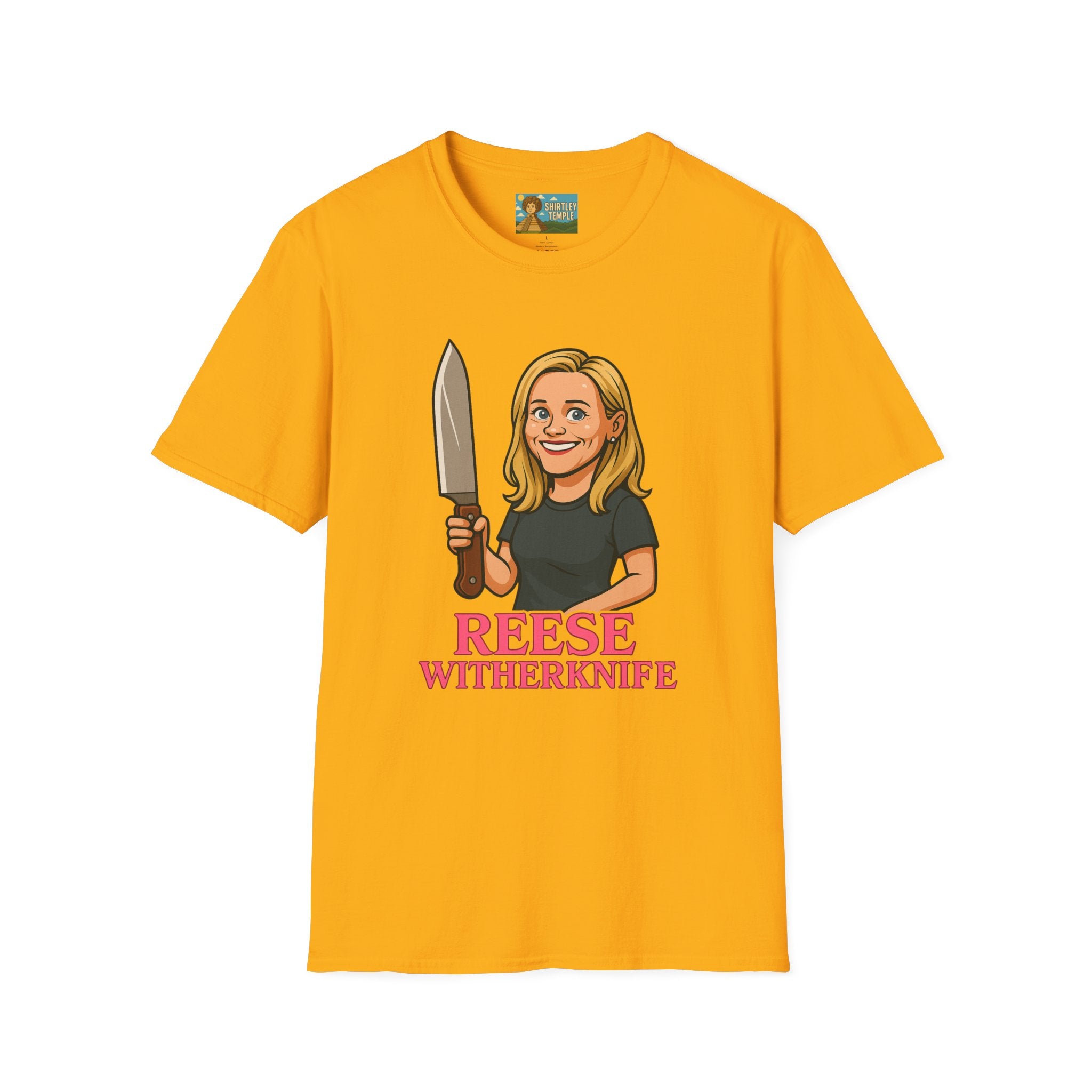 Reese Witherknife Funny Shirt, Comedy Parody Actress Tee, Unisex Softstyle T-Shirt, Wordplay Giant Knife Top, Gift for Movie Lovers, Pop
