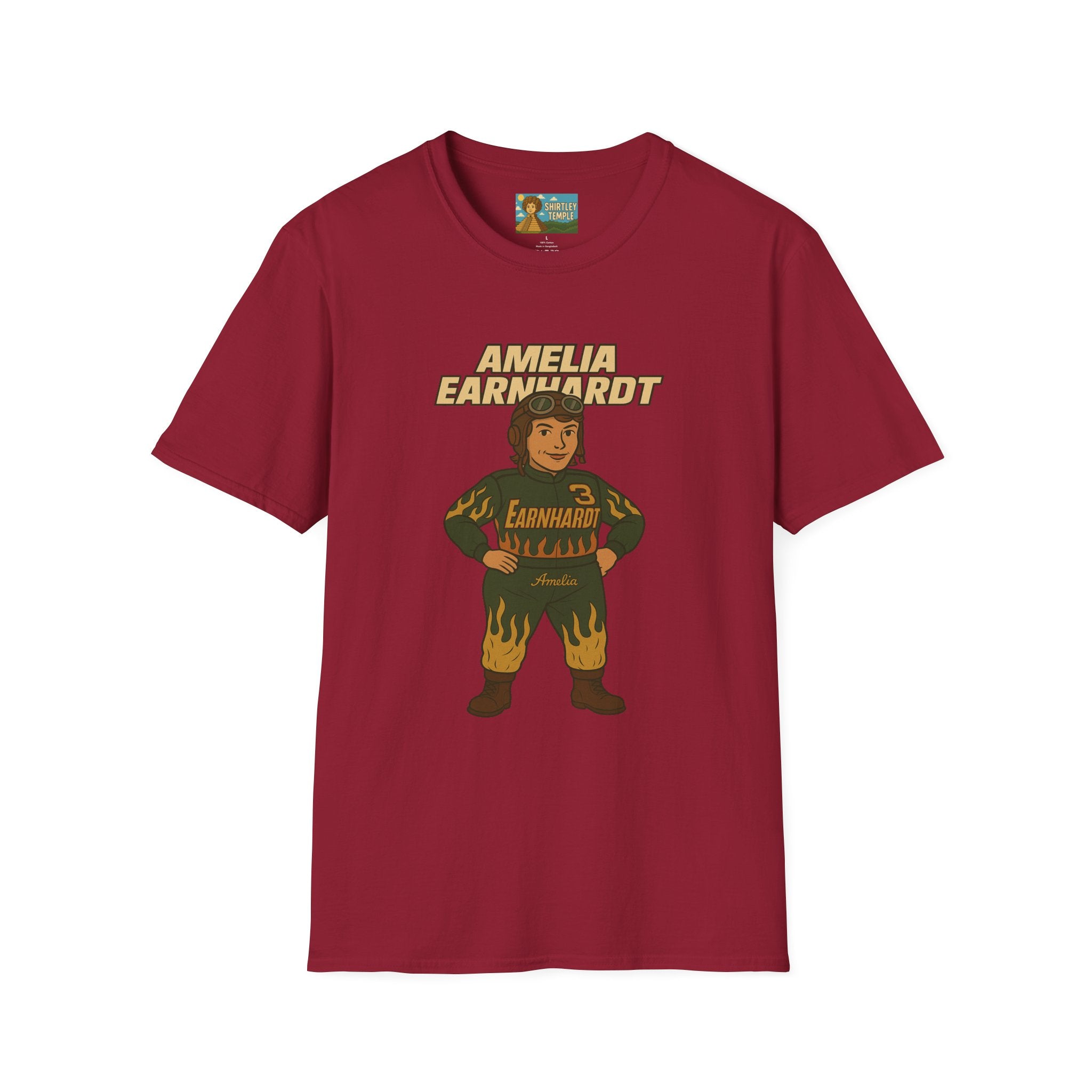 Amelia Earnhardt Funny Mashup Unisex Softstyle T-Shirt, Pilot Pun Tee, Earhart Earnhardt Gift, Aviation Racing Shirt