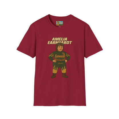 Amelia Earnhardt Funny Mashup Unisex Softstyle T-Shirt, Pilot Pun Tee, Earhart Earnhardt Gift, Aviation Racing Shirt