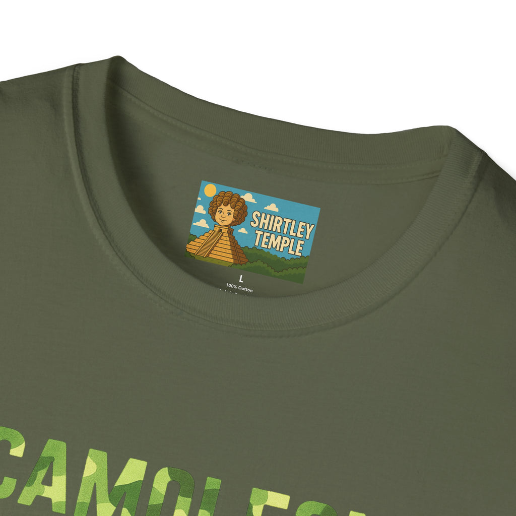 Camoleon Funny Parody T-Shirt, Comedy Mashup Tee, Military Camo Chameleon Shirt, Unisex Softstyle Top