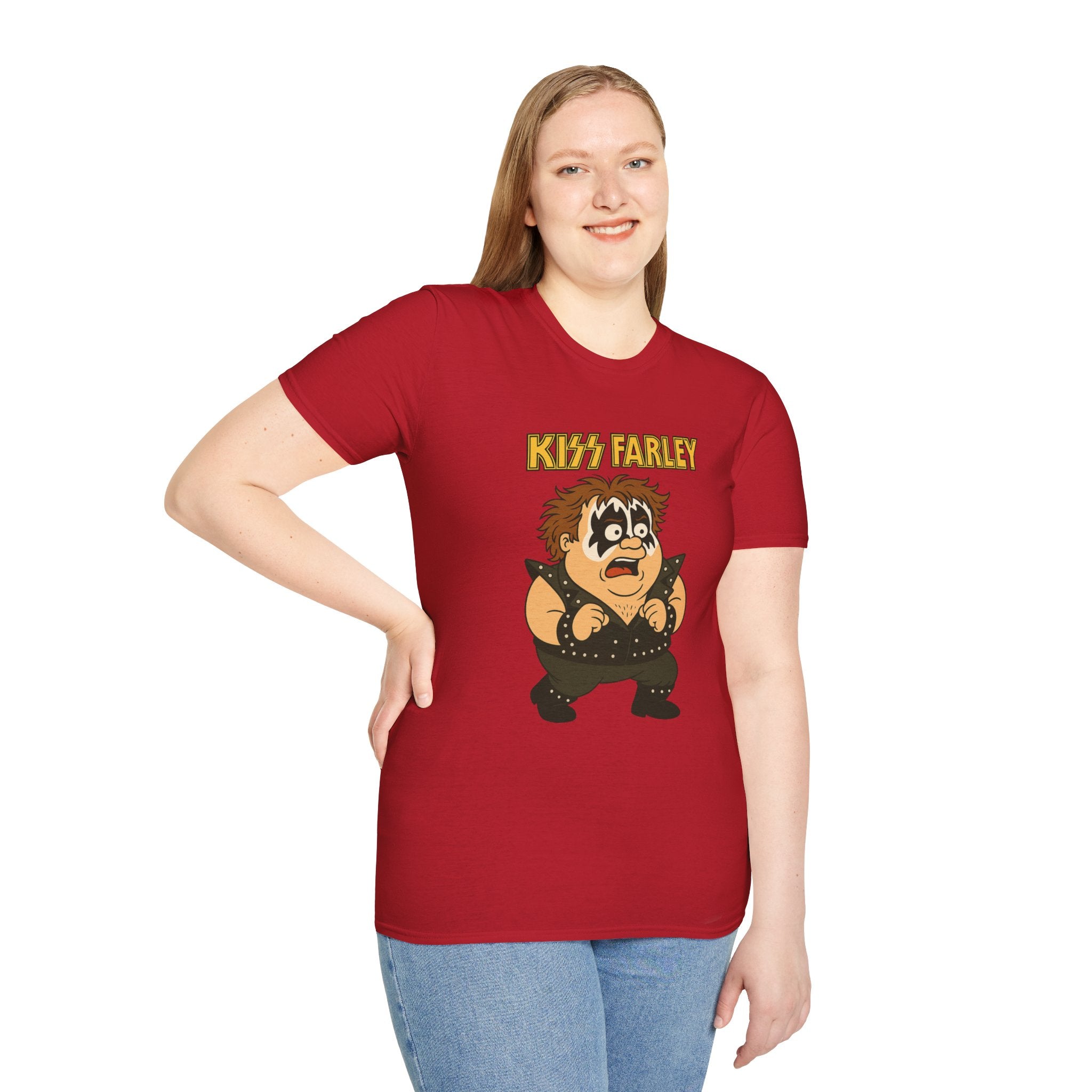 Kiss Farley T-Shirt, Rock Band Chris Farley Tribute Shirt, Funny Parody Mashup Tee, Unisex Softstyle Top, Gift for Music Lovers