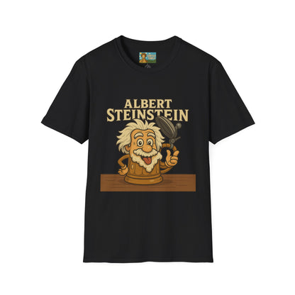 Albert Steinstein Unisex T-Shirt, Pun Beer Stein Science Tee, Gift for Nerds, Math Teacher Shirt, Physics Student Apparel