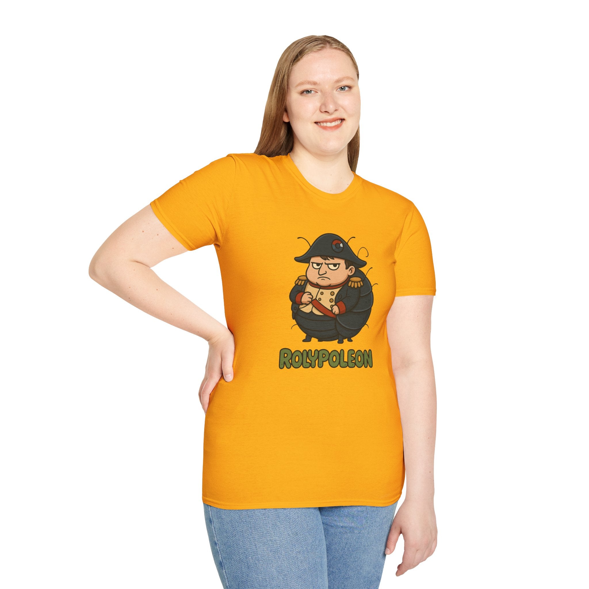 Rolypoleon Funny Shirt Mashup Parody Unisex Softstyle T-Shirt, Roly Poly and Napoleon Comedy Wordplay Tee, Humorous Graphic Tee, Novelty
