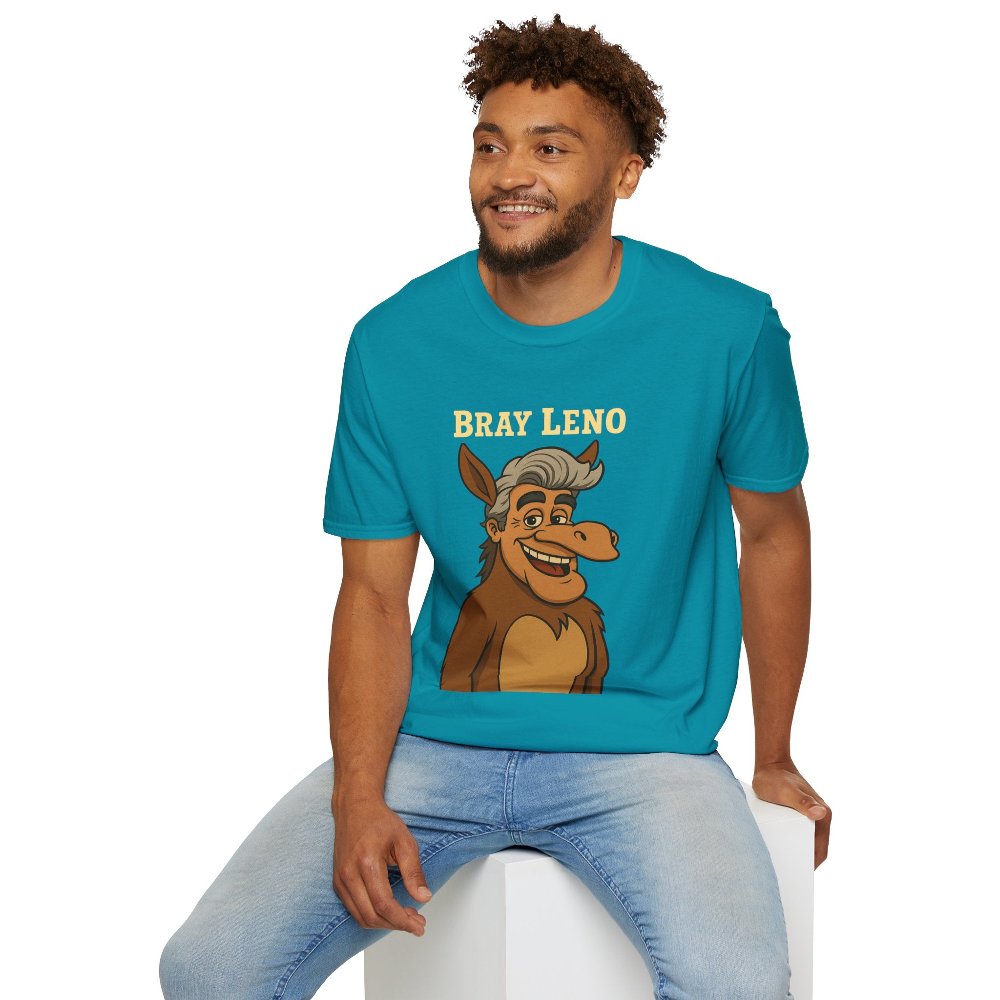 Bray Leno Parody Unisex Tee, Jay Leno Donkey Mashup Shirt, Funny Wordplay Comedy Gift, Softstyle T-Shirt