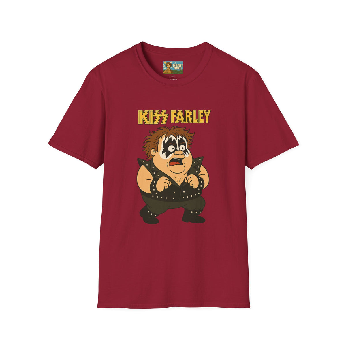 Kiss Farley T-Shirt, Rock Band Chris Farley Tribute Shirt, Funny Parody Mashup Tee, Unisex Softstyle Top, Gift for Music Lovers