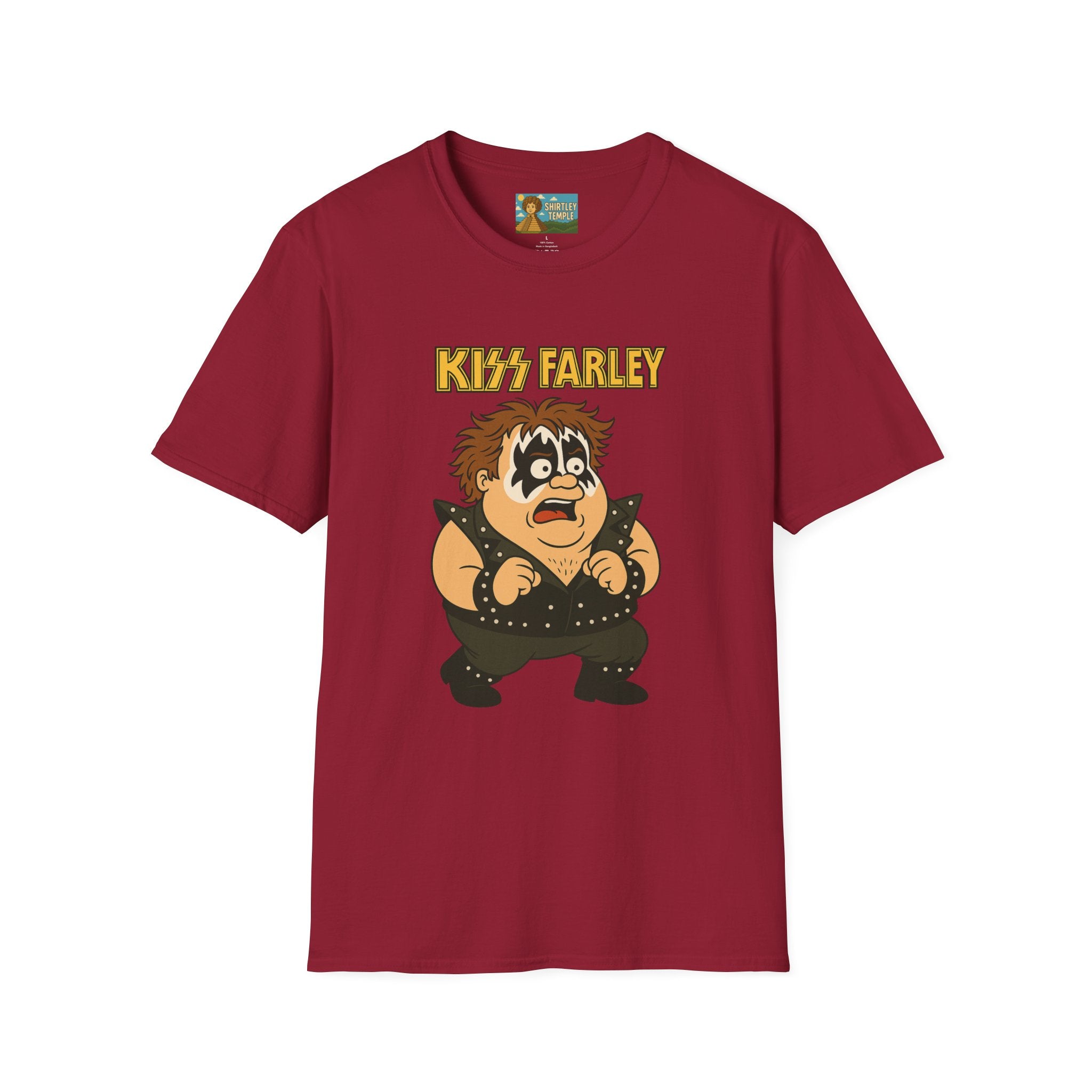 Kiss Farley T-Shirt, Rock Band Chris Farley Tribute Shirt, Funny Parody Mashup Tee, Unisex Softstyle Top, Gift for Music Lovers