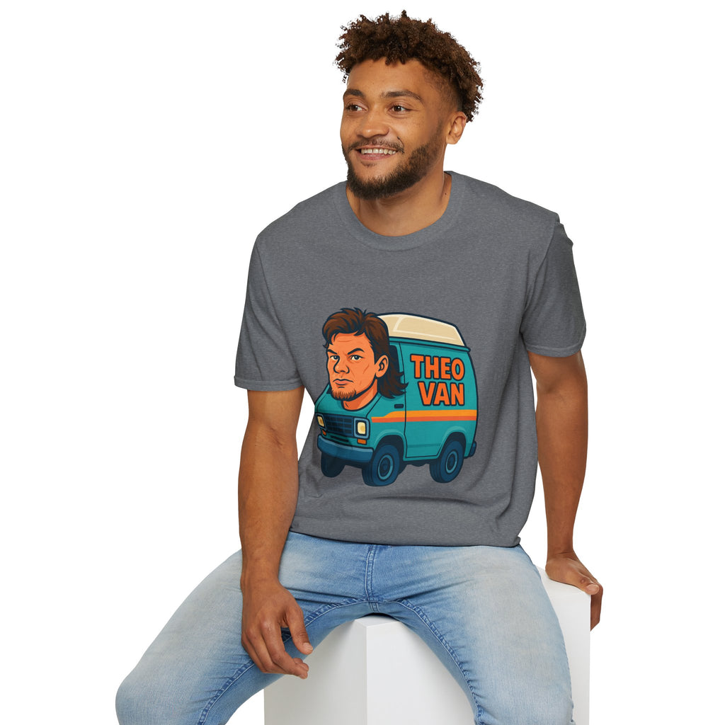 Theo Van (Theo Von + Van = Theo Van) Funny Tribute T-Shirt, Comedy Mashup Tee, Comedian Parody Shirt, Unisex Softstyle Top, Van Lover Gift