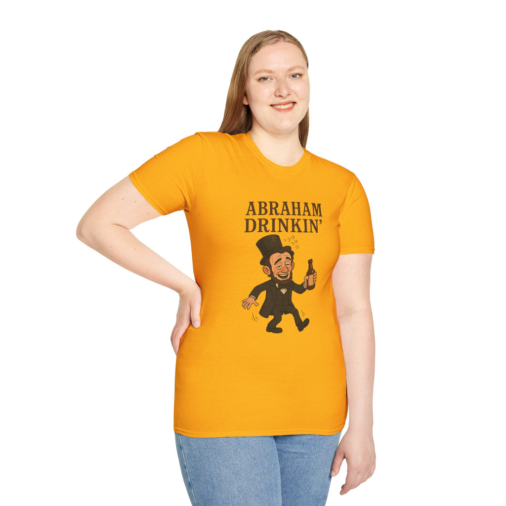 Abraham Drinkin' Party Shirt, St. Patrick's Day Tee, Unisex Tshirt, Funny Wordplay Graphic Tee, Gift for History Buffs