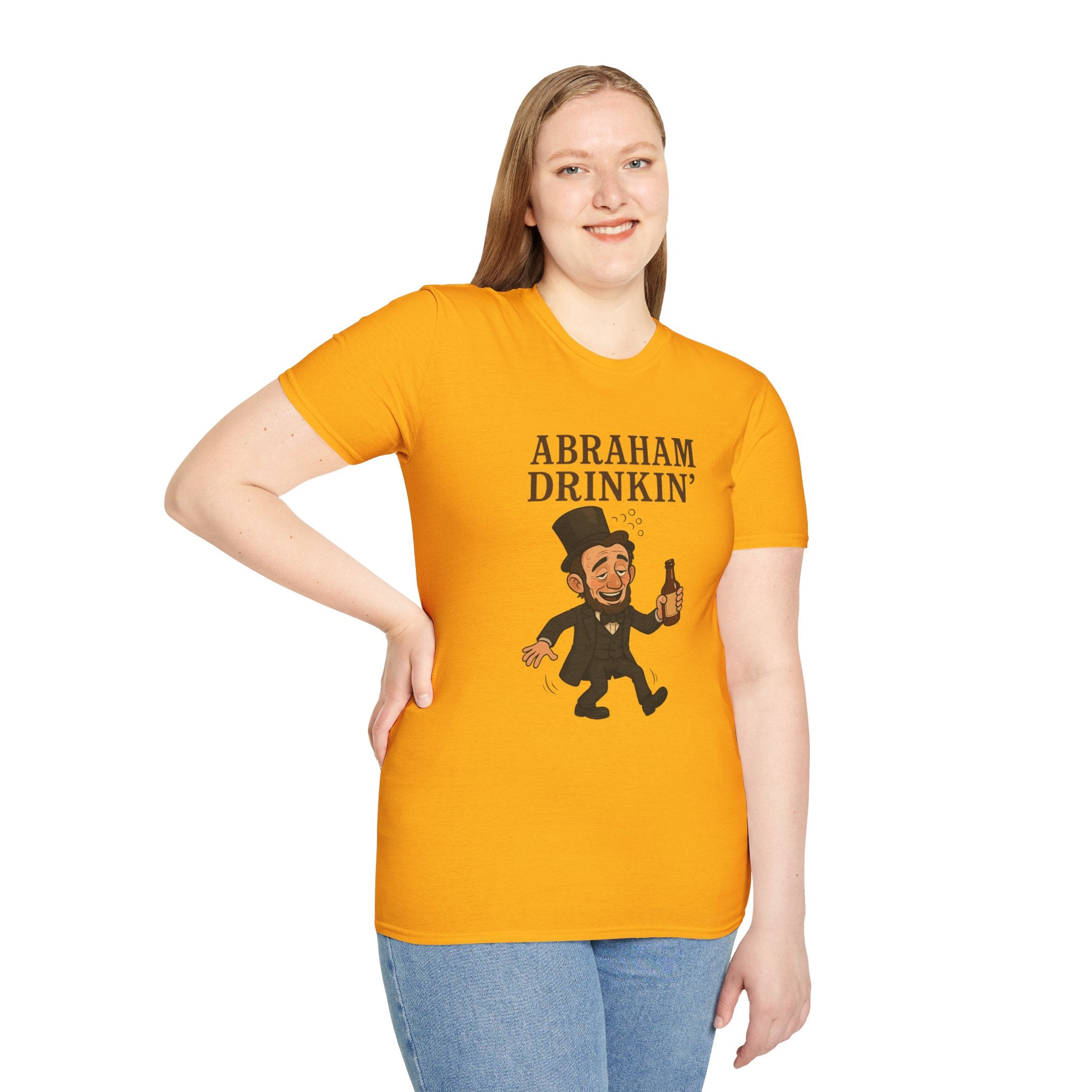 Abraham Drinkin' Party Shirt, St. Patrick's Day Tee, Unisex Tshirt, Funny Wordplay Graphic Tee, Gift for History Buffs