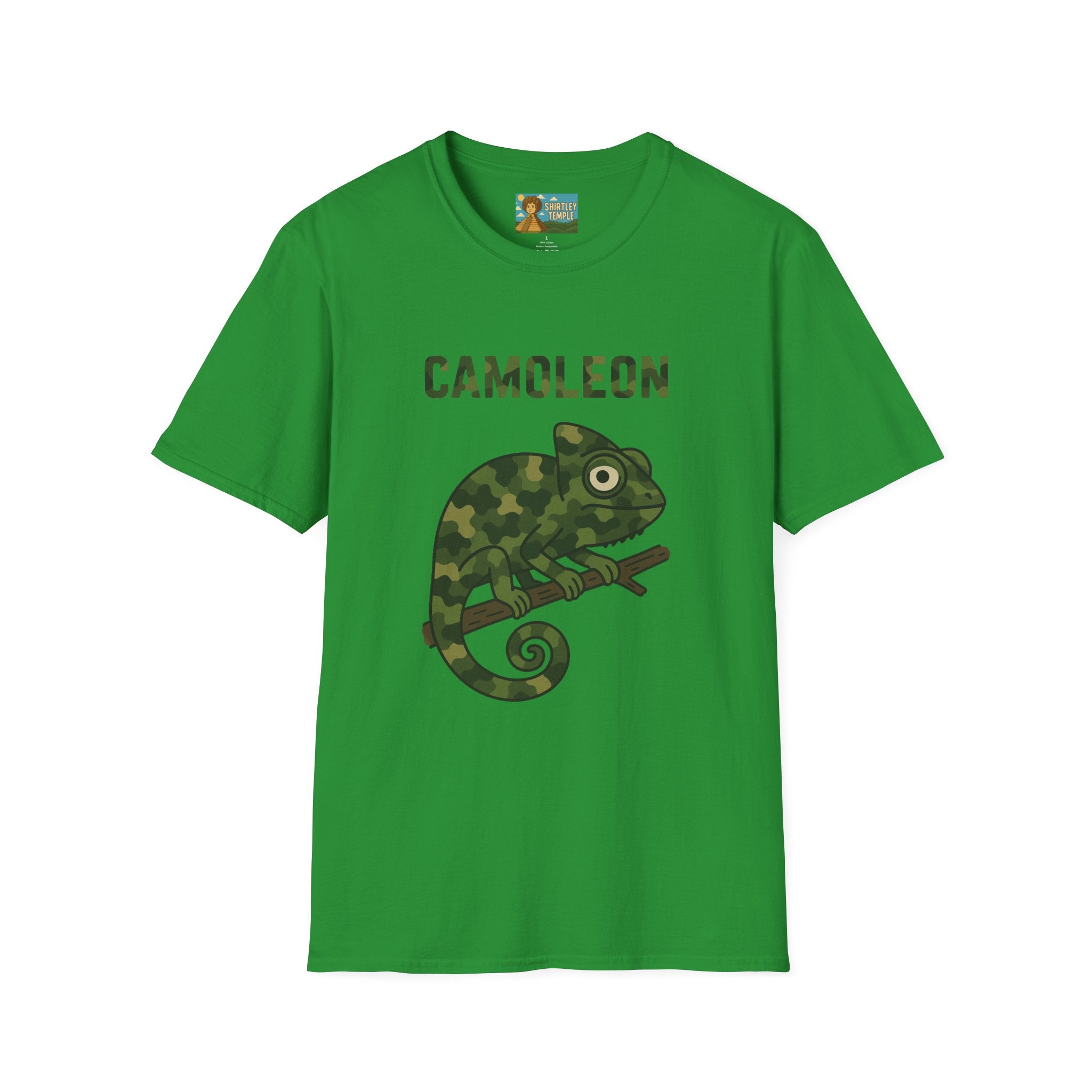 Camoleon Funny Parody T-Shirt, Comedy Mashup Tee, Military Camo Chameleon Shirt, Unisex Softstyle Top