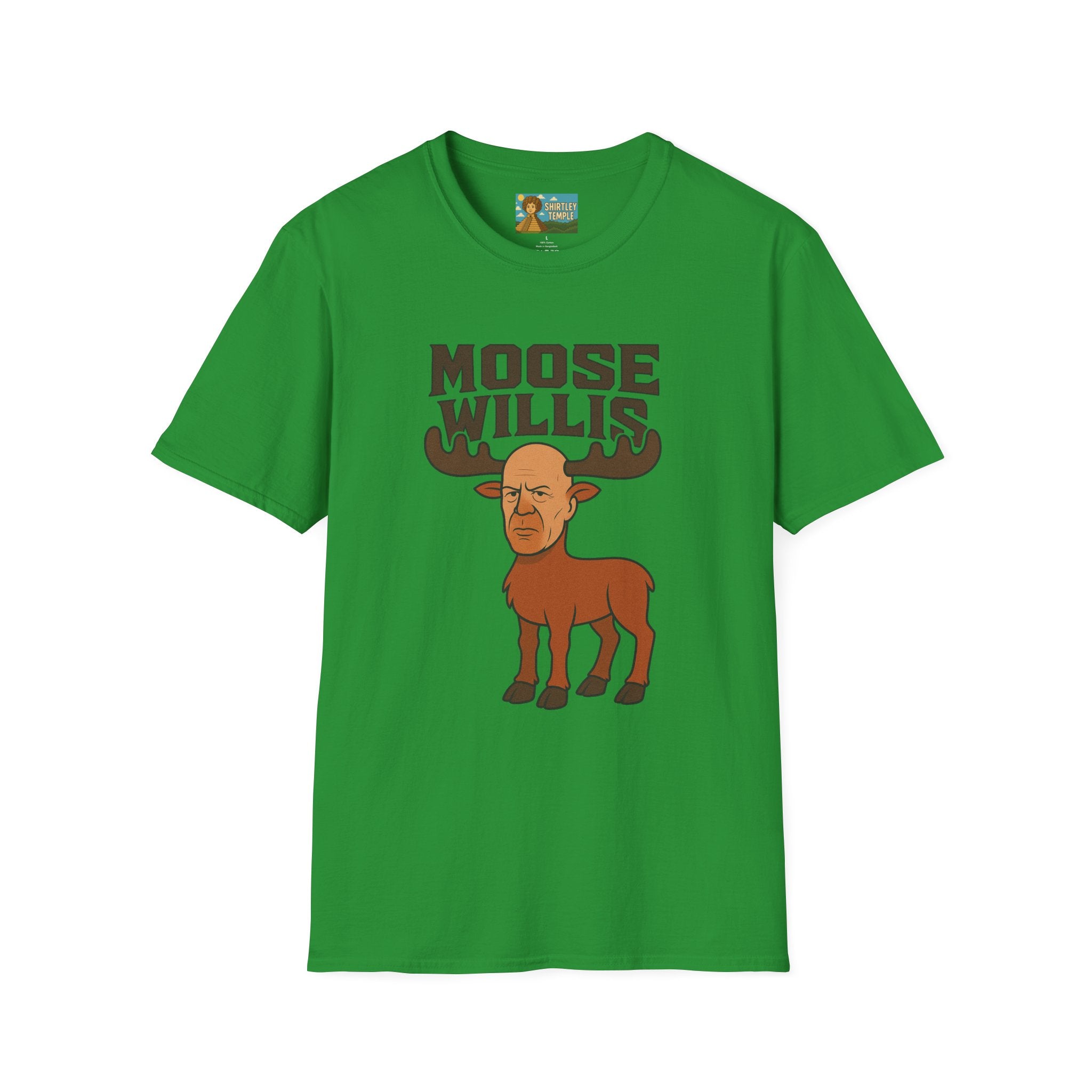 Moose Willis T-Shirt, Bruce Willis Parody Shirt, Moose Pun Tee, Comedy Mashup Apparel