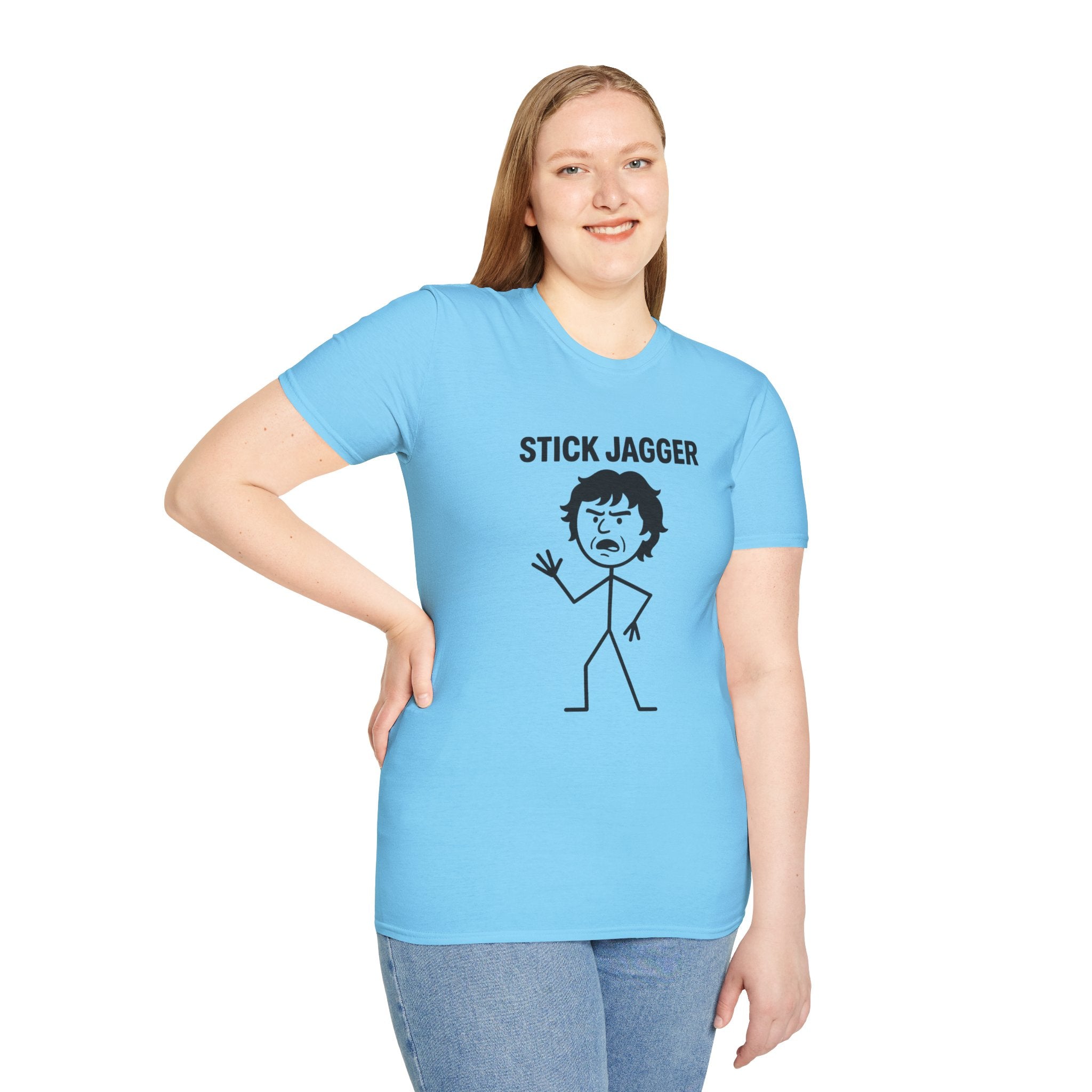 Stick Jagger Funny Shirt, Stick Figure Parody Wordplay T-Shirt, Pun Mashup Tee, Humorous Graphic Top, Sarcastic Slogan Clothing
