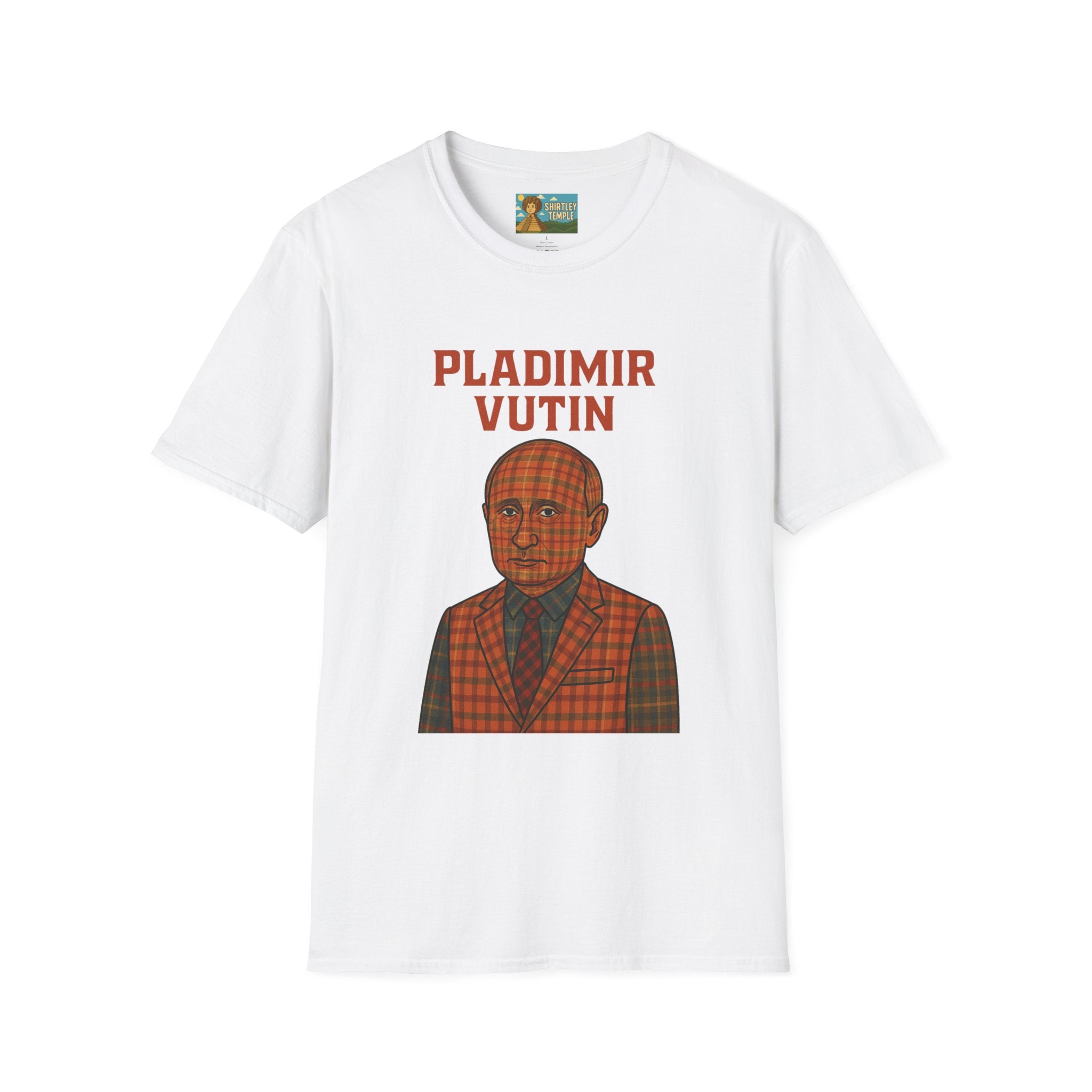 Pladimir Vutin T-Shirt, Funny Putin Parody Shirt, Plaid Person Pun Tee, Comedy Putin Plaid Top, Vladimir Putin Plaid Wordplay Apparel