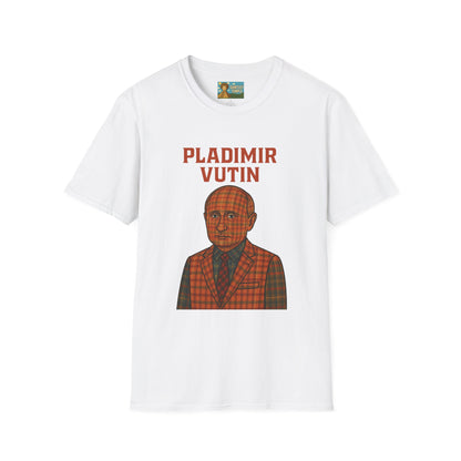 Pladimir Vutin T-Shirt, Funny Putin Parody Shirt, Plaid Person Pun Tee, Comedy Putin Plaid Top, Vladimir Putin Plaid Wordplay Apparel