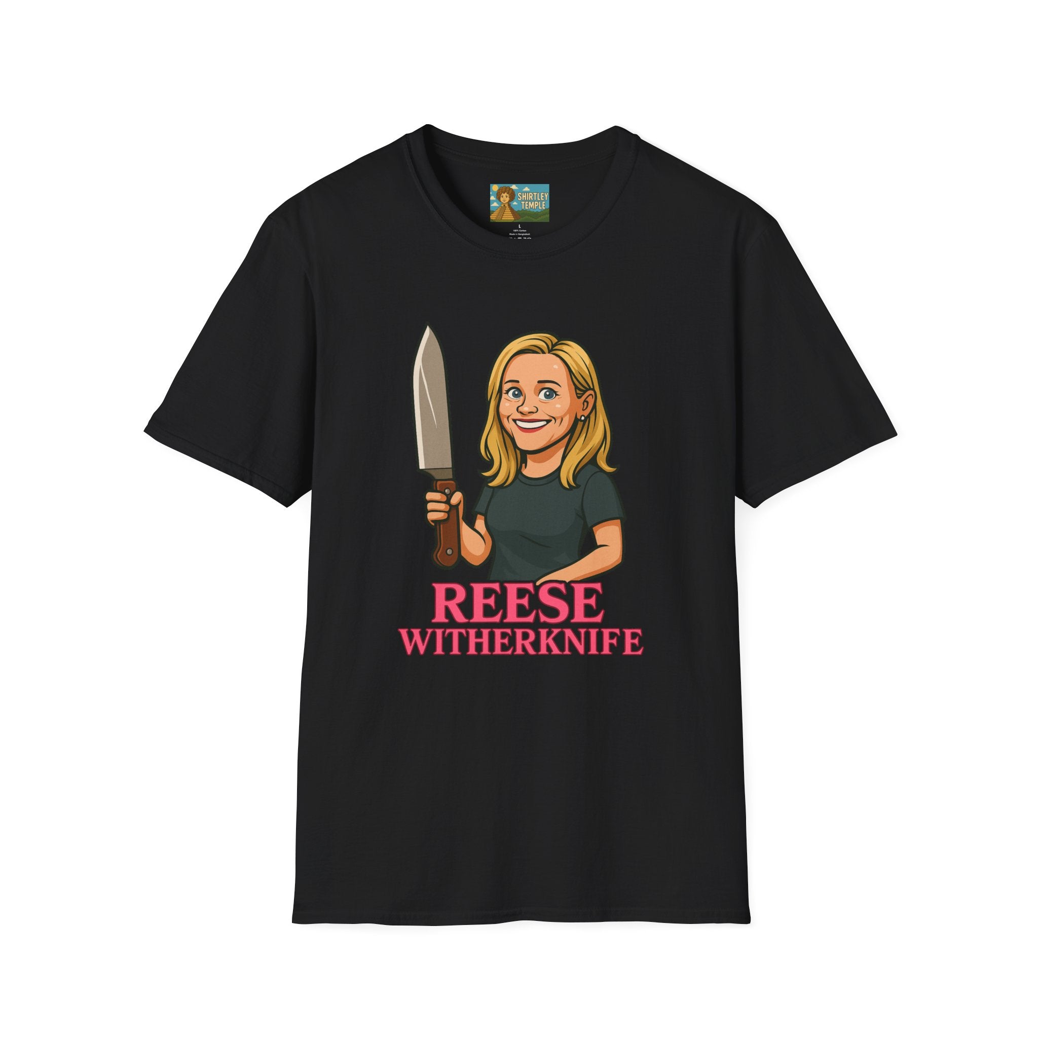 Reese Witherknife Funny Shirt, Comedy Parody Actress Tee, Unisex Softstyle T-Shirt, Wordplay Giant Knife Top, Gift for Movie Lovers, Pop