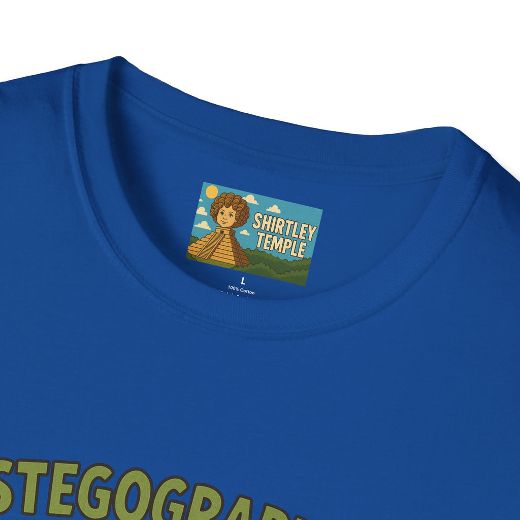 Stegographer Funny Stegosaurus Stenographer Mashup Softstyle Tee, Dino Wordplay Shirt, Unisex Tshirt Gift, Office tee for Dinosaur