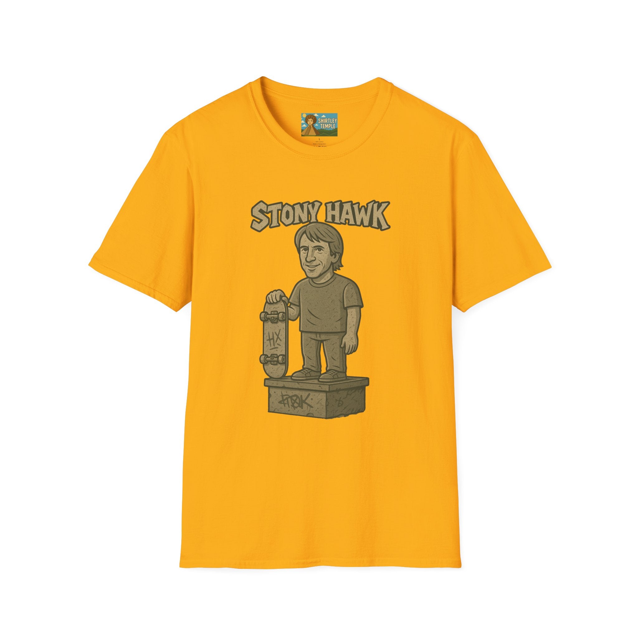 Stony Hawk Unisex T-Shirt, Skateboard Legend Parody Tee, Statue Wordplay Shirt, Funny Skater Gift, Skateboarding Fan Top