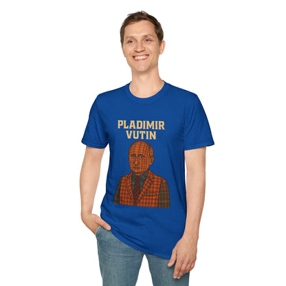 Pladimir Vutin T-Shirt, Funny Putin Parody Shirt, Plaid Person Pun Tee, Comedy Putin Plaid Top, Vladimir Putin Plaid Wordplay Apparel