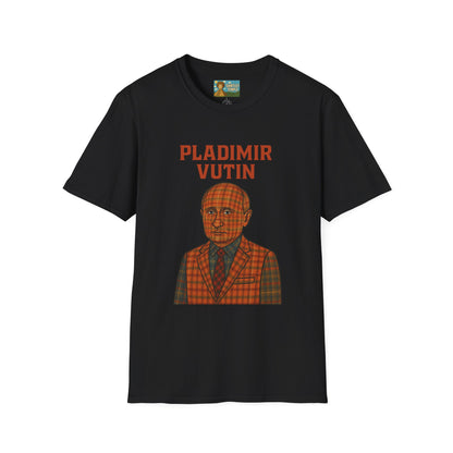 Pladimir Vutin T-Shirt, Funny Putin Parody Shirt, Plaid Person Pun Tee, Comedy Putin Plaid Top, Vladimir Putin Plaid Wordplay Apparel