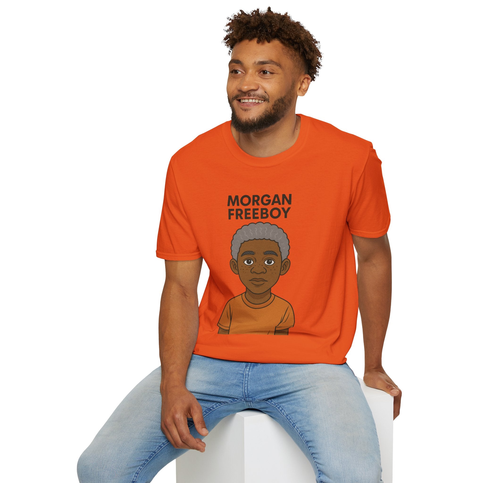 Morgan Freeboy Tribute T-Shirt, Funny Parody Tee, Morgan Freeman Wordplay Shirt, Unisex Softstyle, Gift for Comedy Lovers, Pop Culture Top