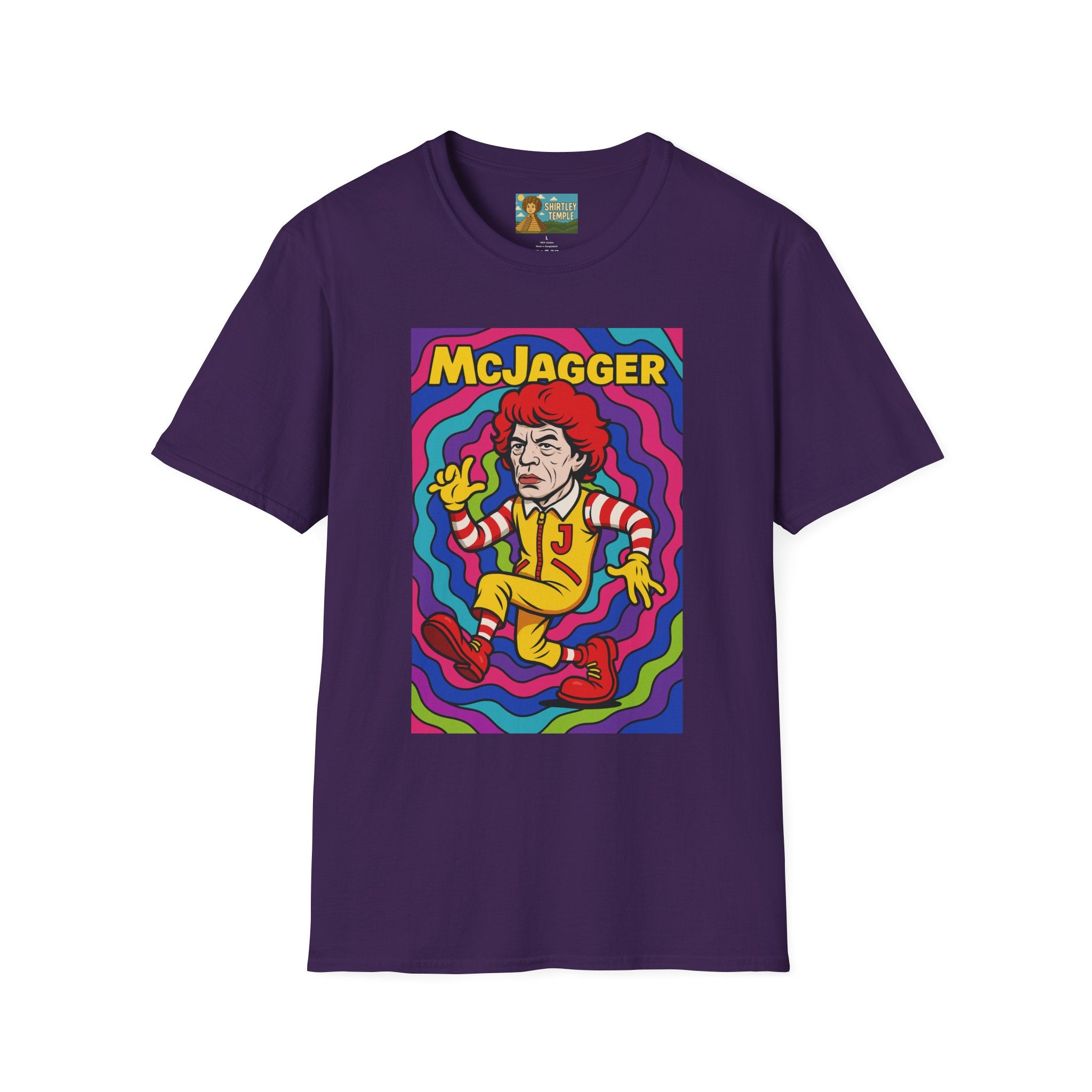 McJagger ver 2 Psychedelic Funny Unisex T-Shirt, Mashup Tribute Tee for Men and Women, Softstyle Shirt for Comedy Fans, Parody Graphic Tee