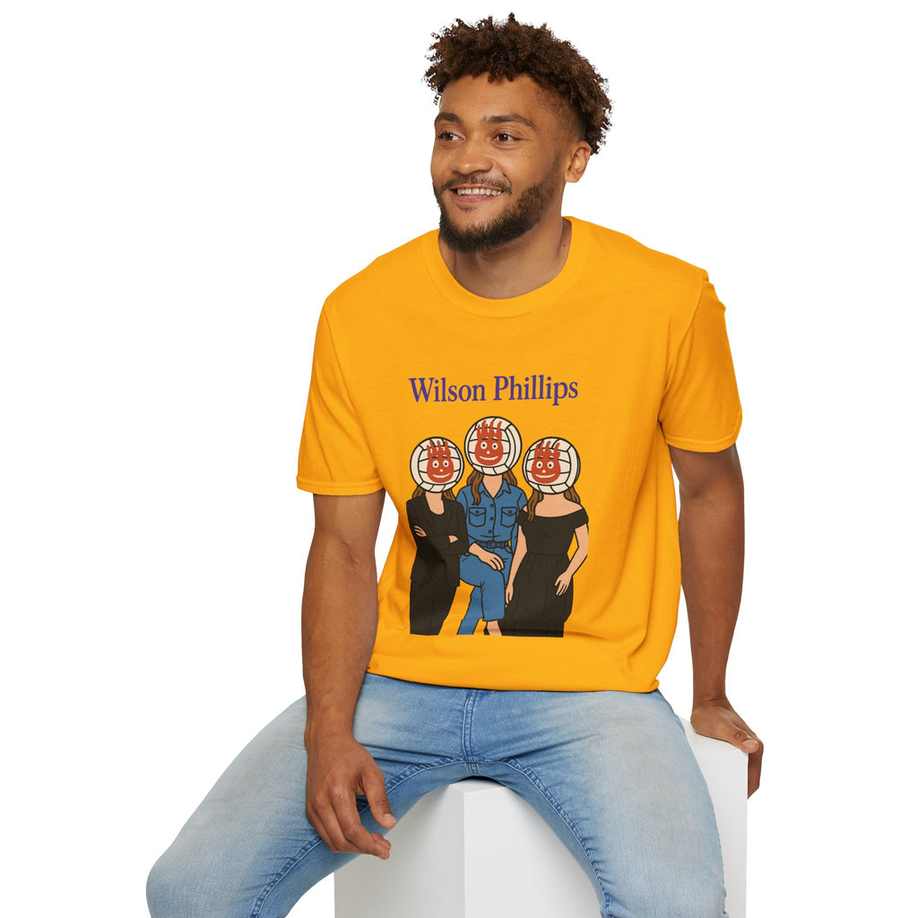 Wilson and Phillips Mashup Softstyle T-Shirt, Funny Wordplay Tribute Singers, Volleyball Theme Gift Tee