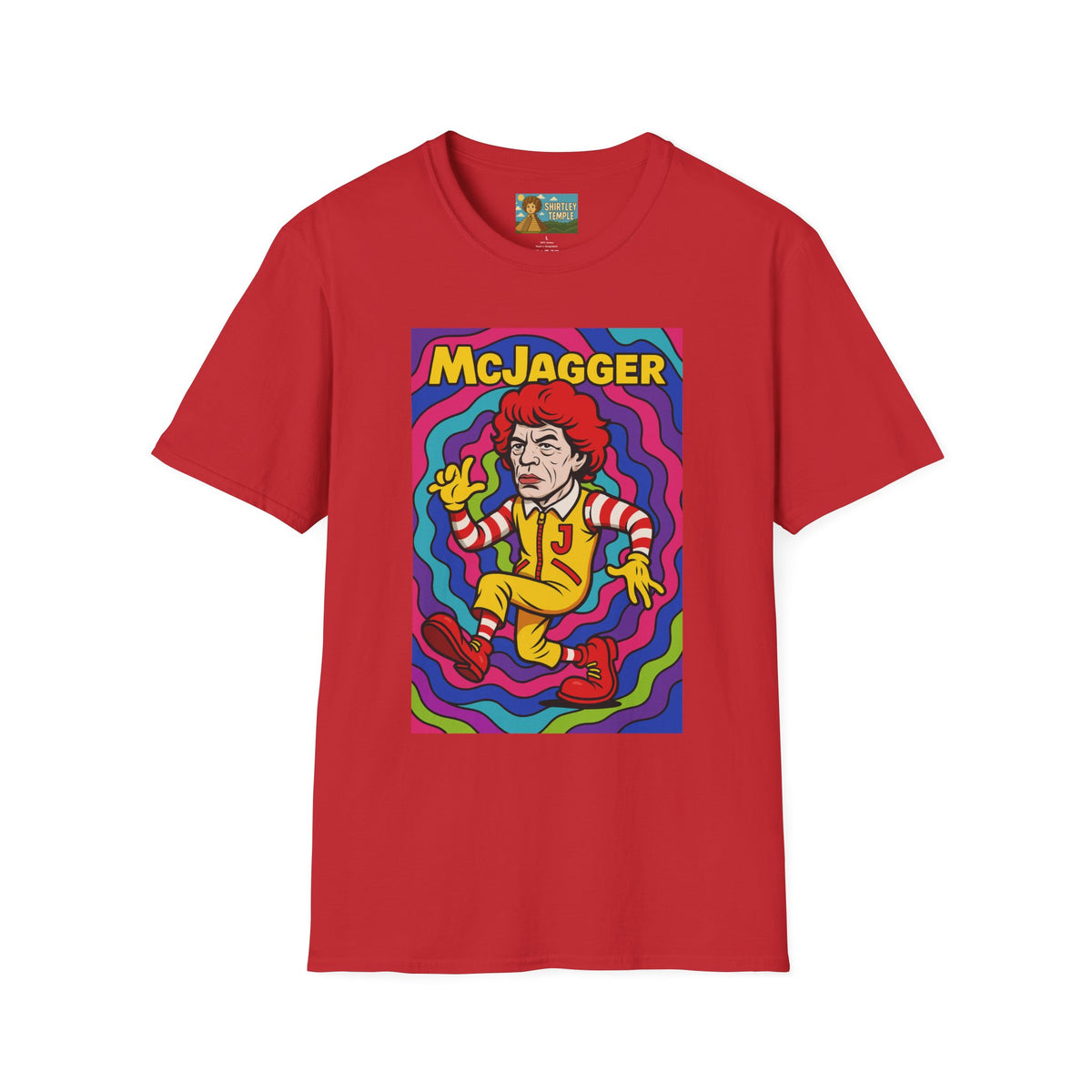 McJagger ver 2 Psychedelic Funny Unisex T-Shirt, Mashup Tribute Tee for Men and Women, Softstyle Shirt for Comedy Fans, Parody Graphic Tee