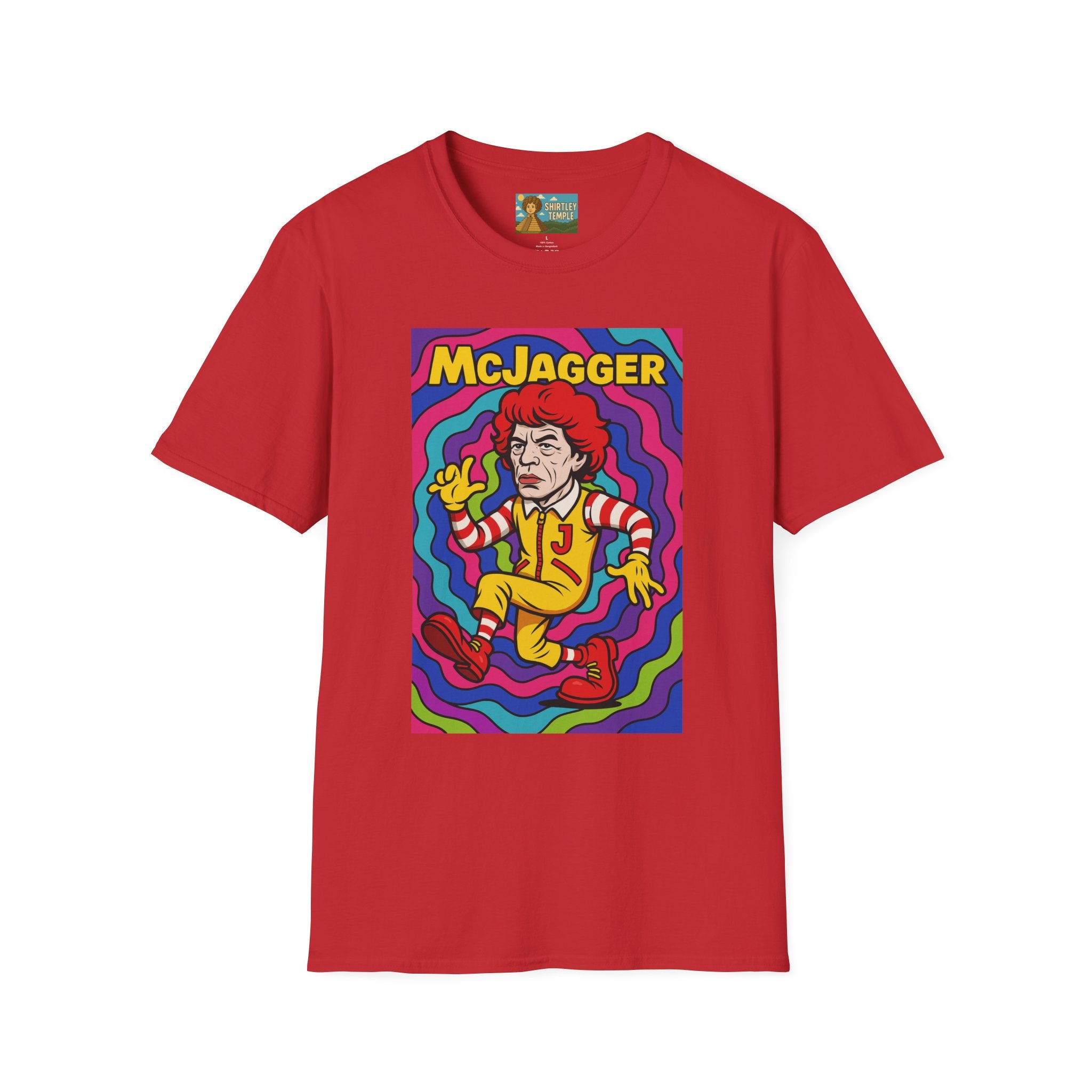 McJagger ver 2 Psychedelic Funny Unisex T-Shirt, Mashup Tribute Tee for Men and Women, Softstyle Shirt for Comedy Fans, Parody Graphic Tee