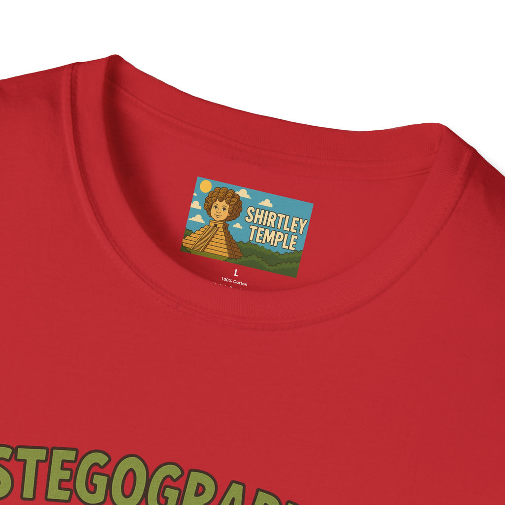 Stegographer Funny Stegosaurus Stenographer Mashup Softstyle Tee, Dino Wordplay Shirt, Unisex Tshirt Gift, Office tee for Dinosaur