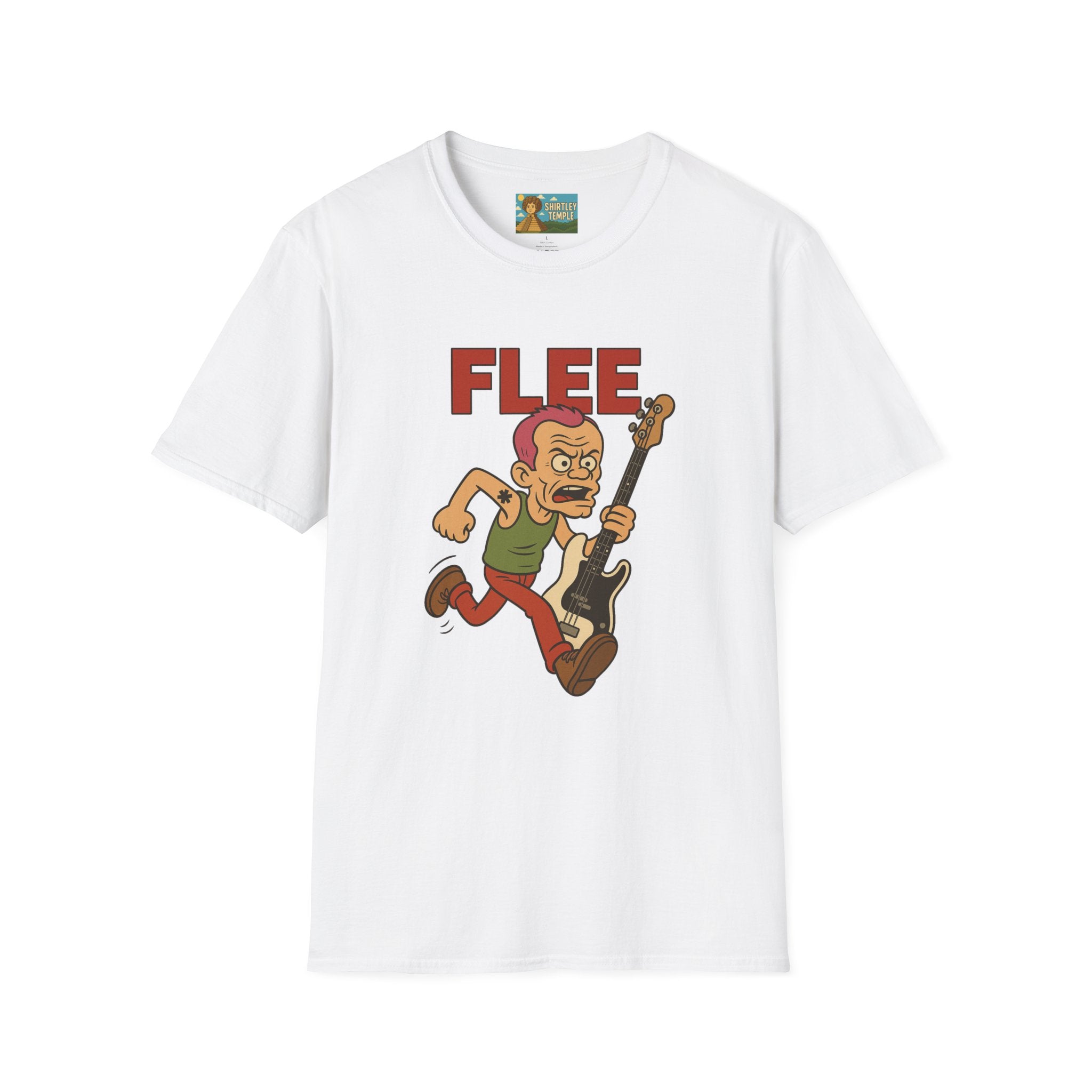 Flee funny shirt pun wordplay Flea red hot chili peppers running away fleeing