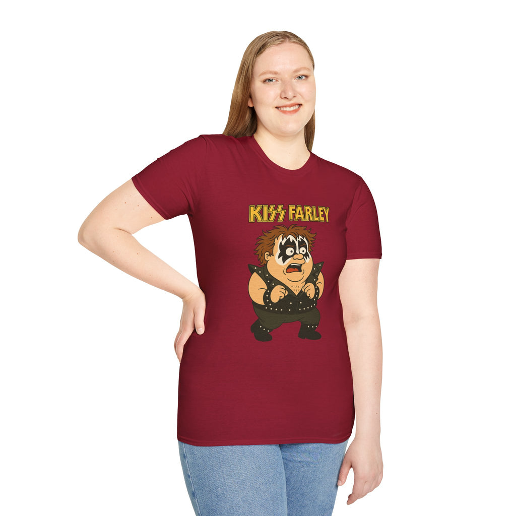 Kiss Farley T-Shirt, Rock Band Chris Farley Tribute Shirt, Funny Parody Mashup Tee, Unisex Softstyle Top, Gift for Music Lovers