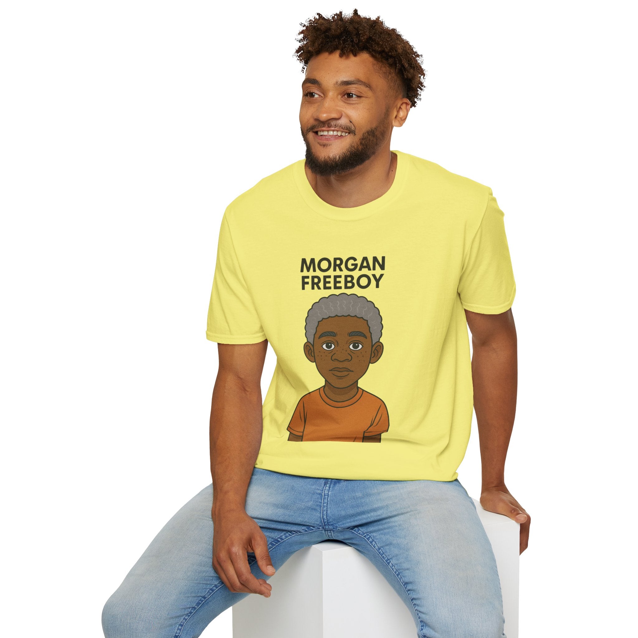 Morgan Freeboy Tribute T-Shirt, Funny Parody Tee, Morgan Freeman Wordplay Shirt, Unisex Softstyle, Gift for Comedy Lovers, Pop Culture Top