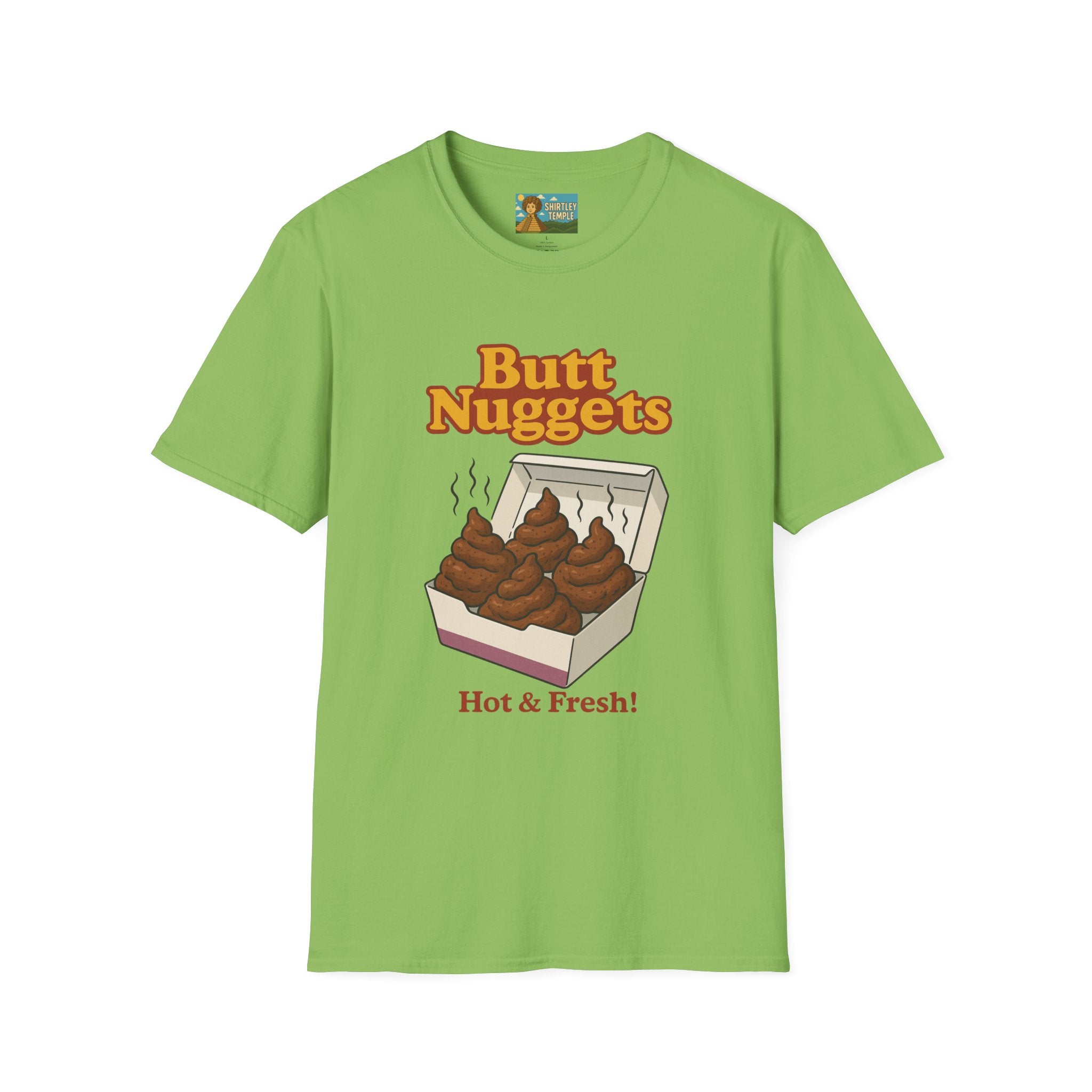 Butt Nuggets Funny Unisex Softstyle T-Shirt, Chicken Poop Pun Tee, Hilarious Wordplay Apparel, Comfy Graphic Shirt, Unisex Shirt for Joke