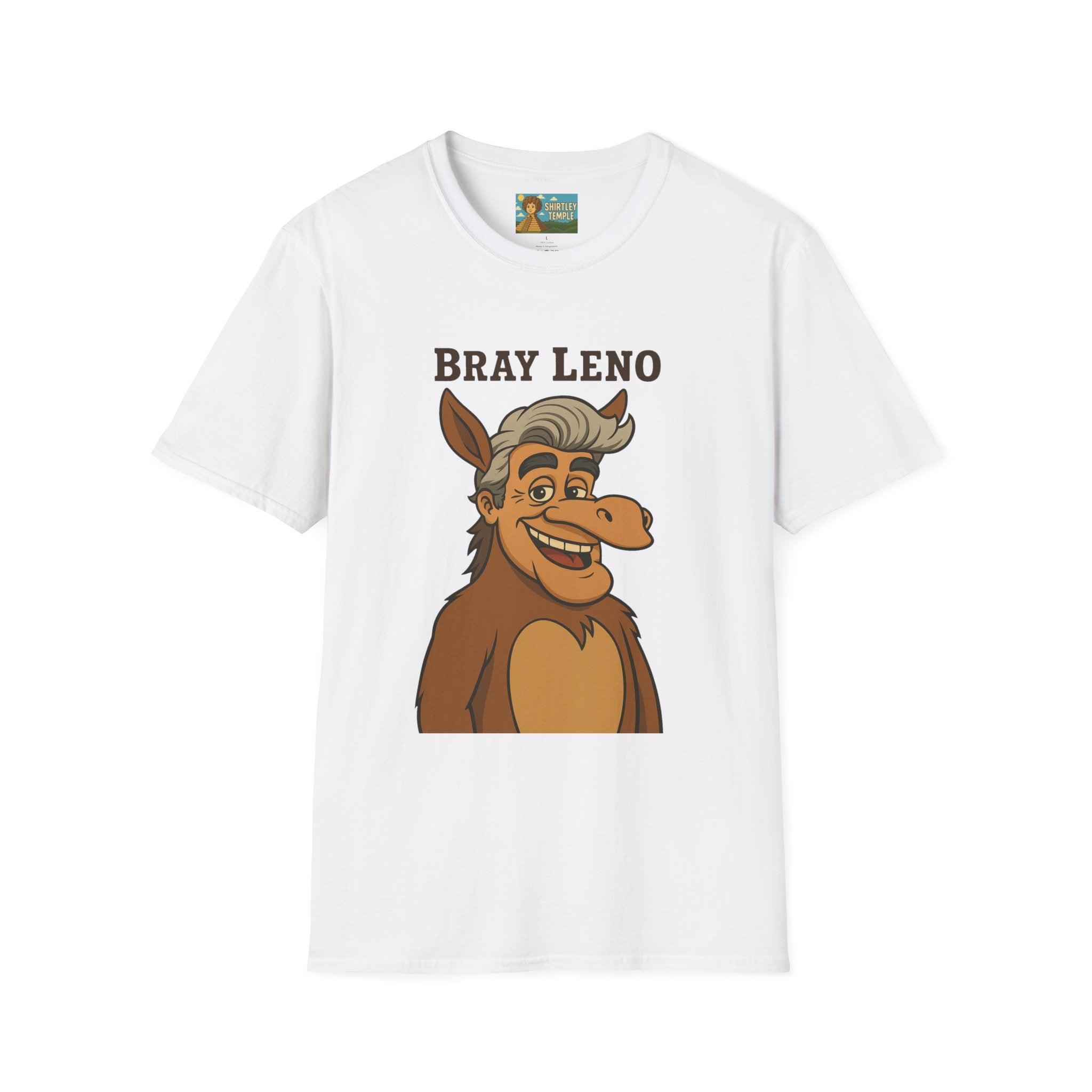 Bray Leno Parody Unisex Tee, Jay Leno Donkey Mashup Shirt, Funny Wordplay Comedy Gift, Softstyle T-Shirt