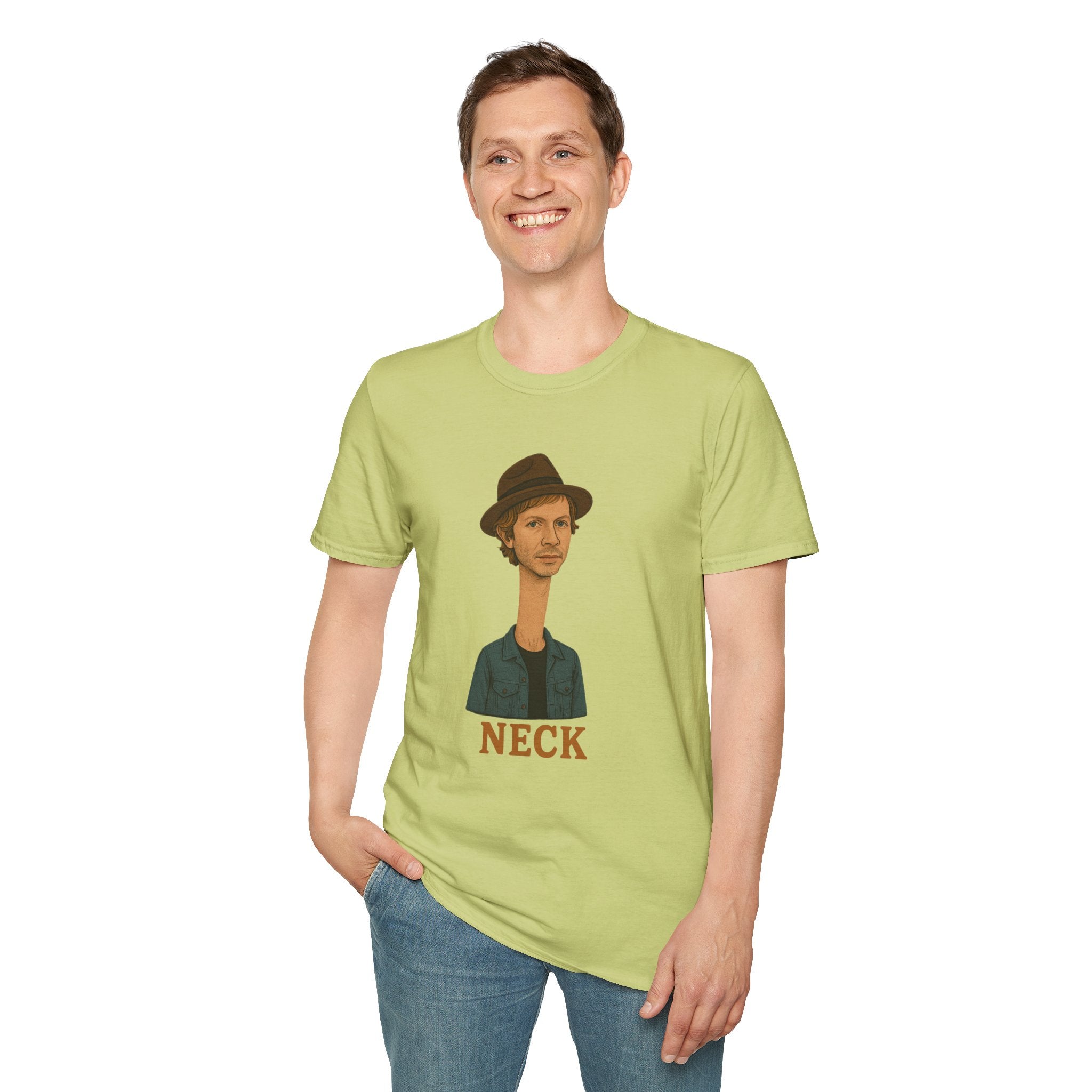 Neck Funny Long Neck Beck Tribute Unisex T-Shirt, Musician Parody Tee, Top for Comedy Fans, Neck Shirt with Wordplay, Music Lover Gift