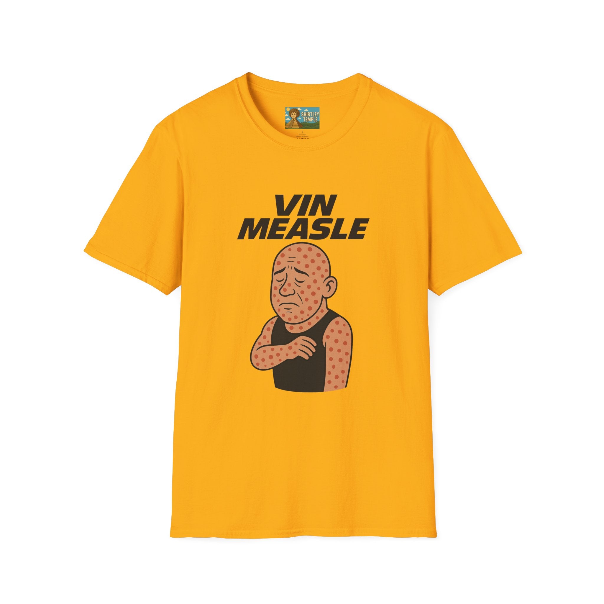 Vin Measle Parody Unisex Softstyle T-Shirt, Actor Measles Wordplay Tee, Humorous Graphic Tee Shirt, Comedy Movie Fan Gift, Lightweight
