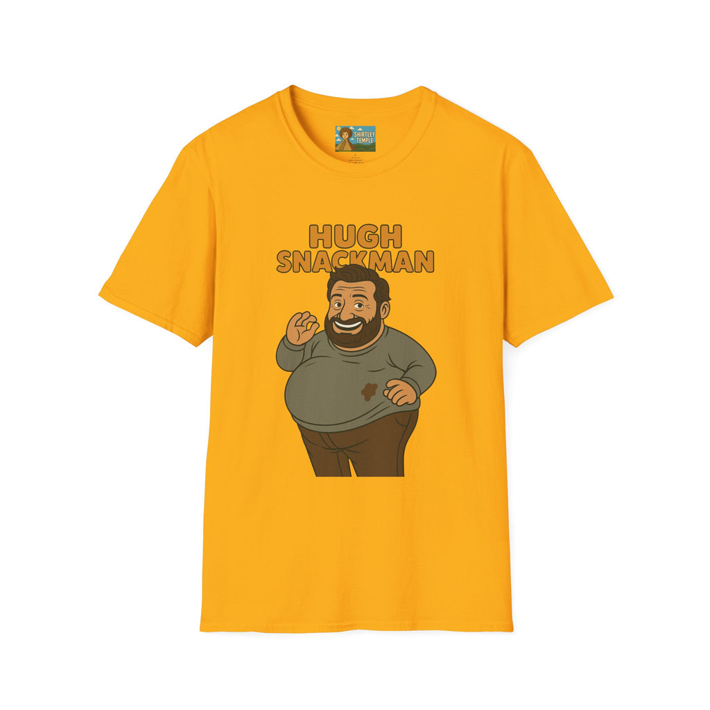 Hugh Snackman Funny Shirt, Hugh Jackman Parody Tee, Comedy Tribute Apparel, Unisex Softstyle T-Shirt