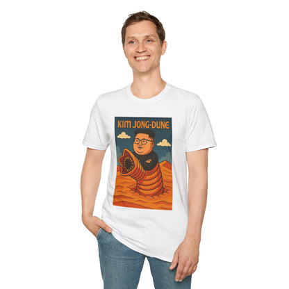 Kim Jong-Dune Funny T-Shirt, Mashup Wordplay Shirt, Sandworm Movie Tee, Unisex Softstyle Top, Kim Jong Un Fan, Dune Lover Gift