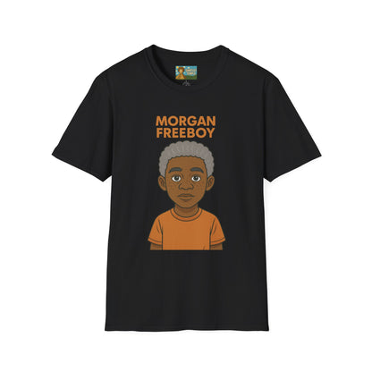 Morgan Freeboy Tribute T-Shirt, Funny Parody Tee, Morgan Freeman Wordplay Shirt, Unisex Softstyle, Gift for Comedy Lovers, Pop Culture Top
