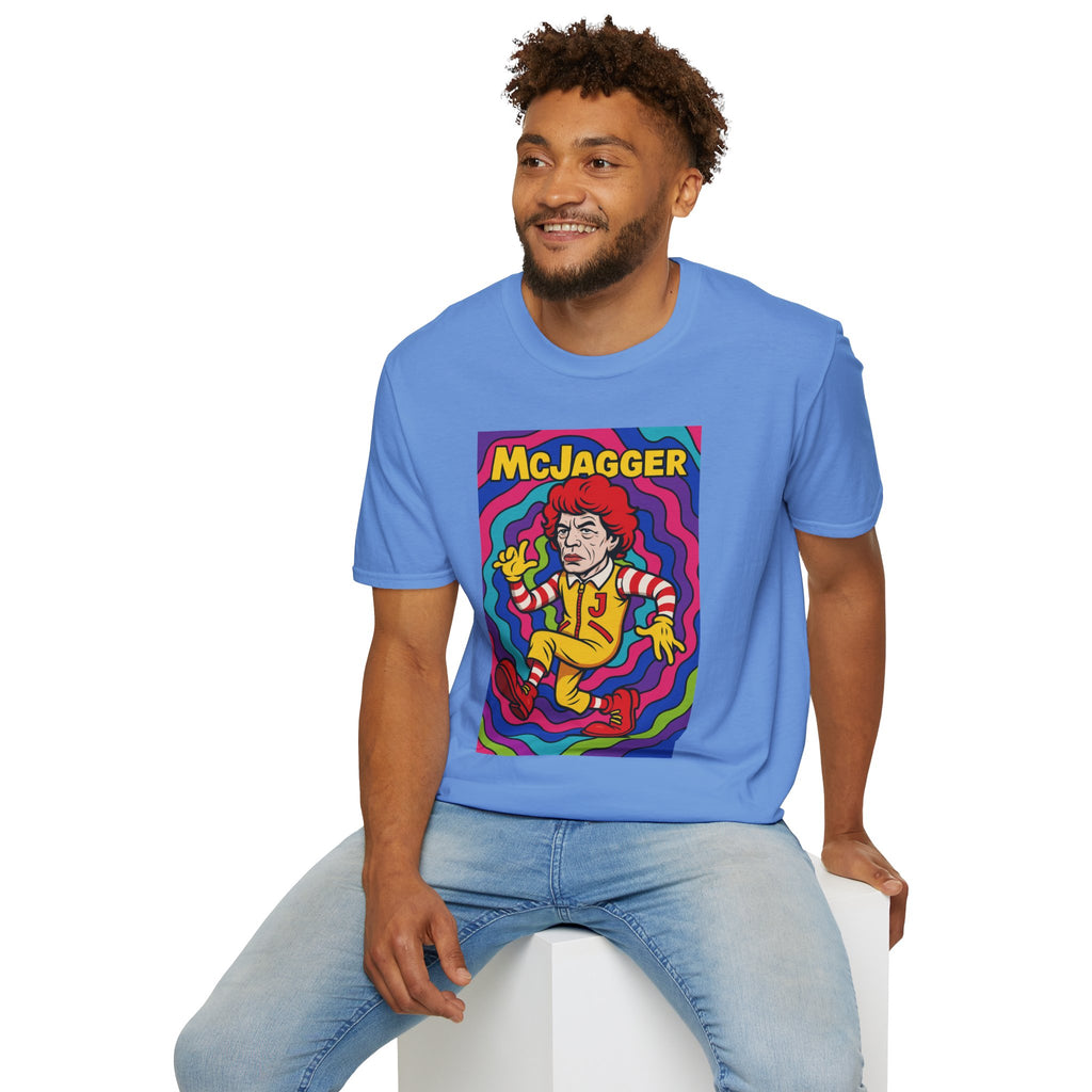 McJagger ver 2 Psychedelic Funny Unisex T-Shirt, Mashup Tribute Tee for Men and Women, Softstyle Shirt for Comedy Fans, Parody Graphic Tee