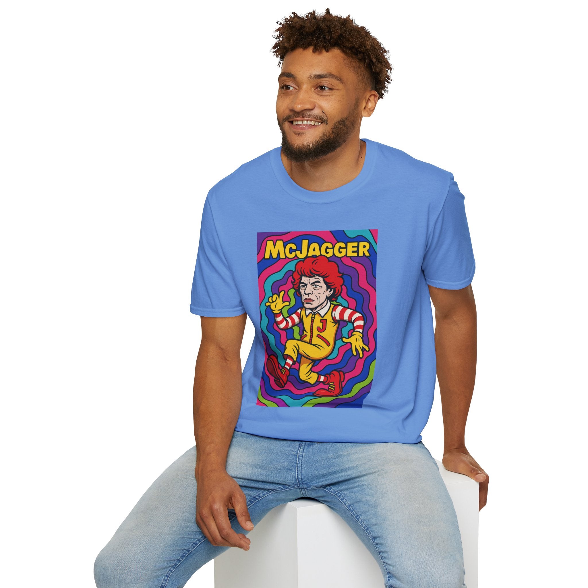 McJagger ver 2 Psychedelic Funny Unisex T-Shirt, Mashup Tribute Tee for Men and Women, Softstyle Shirt for Comedy Fans, Parody Graphic Tee