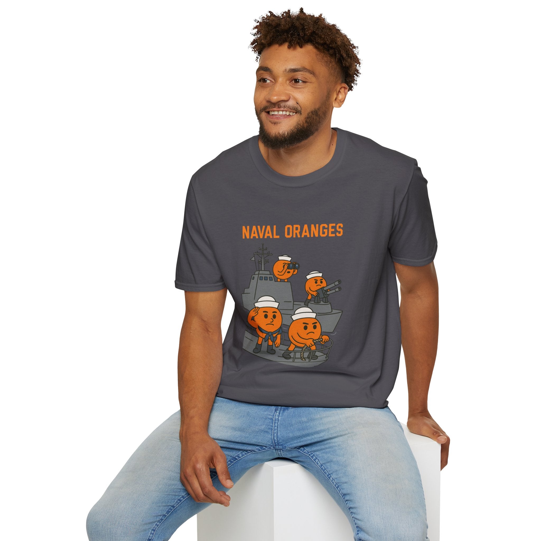 Naval Oranges Unisex Softstyle T-Shirt, Funny Shirt Parody Wordplay Mashup, Navy People Comedy Pun Punny, Navel Oranges Tee, Citrus Humor